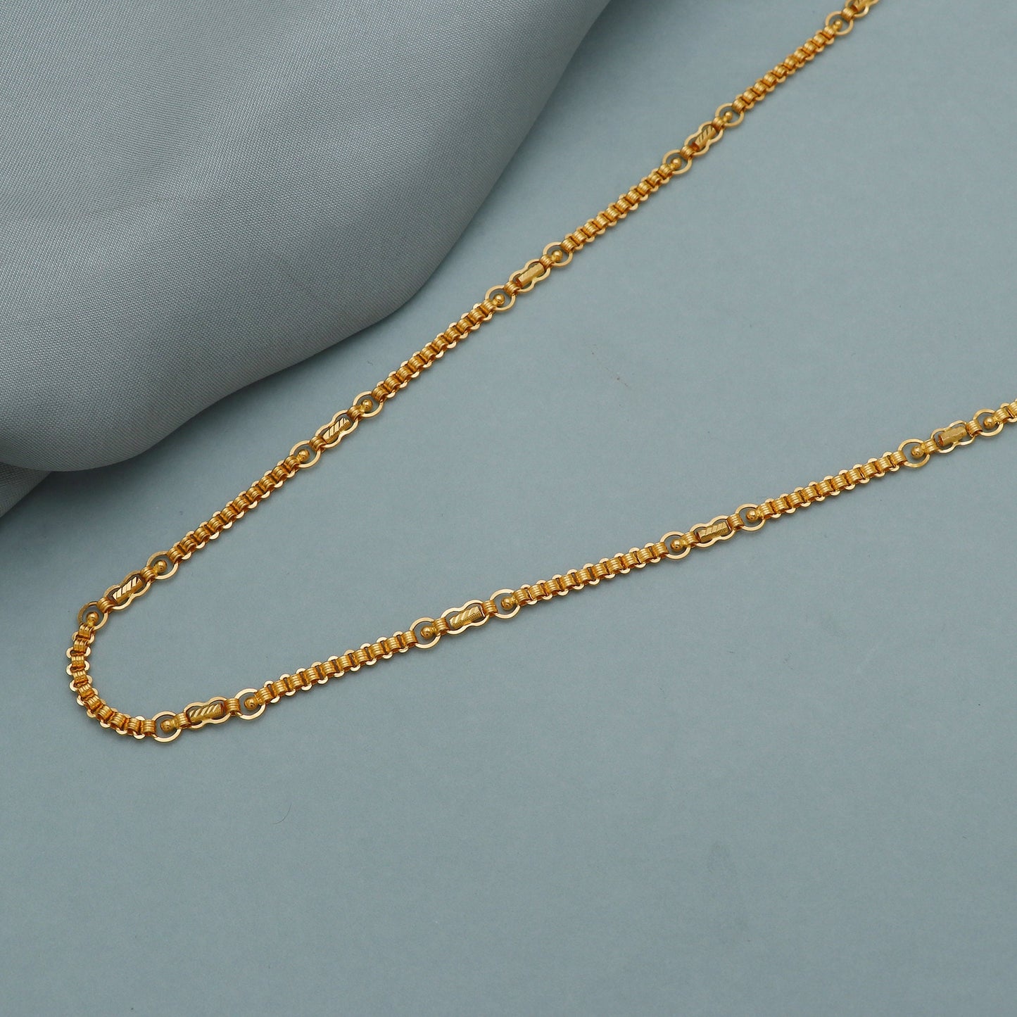 Indian style 22k Yellow Solid Gold Chain Unique Necklace, handmade from india