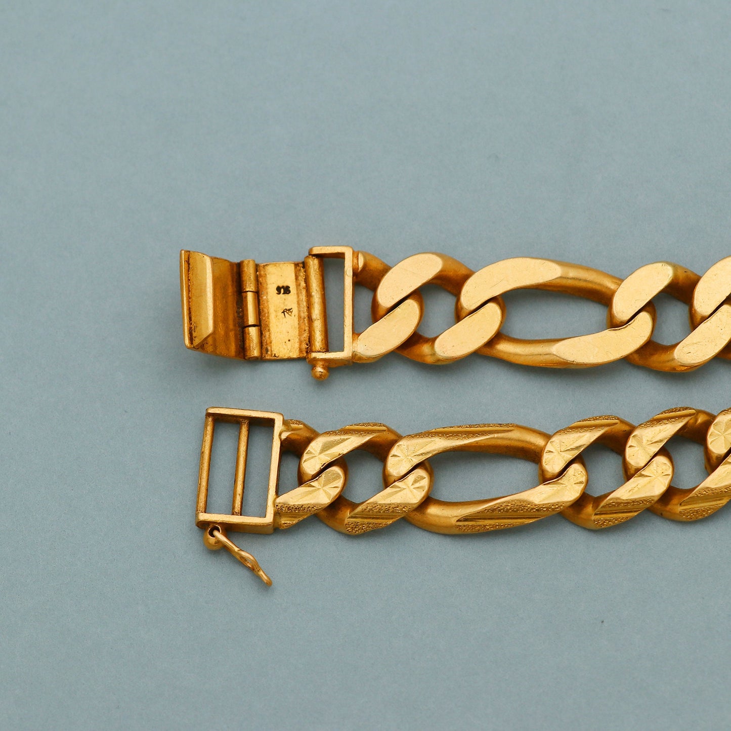 85.4g Solid 22k solid yellow gold link chain bracelet handmade vintage design