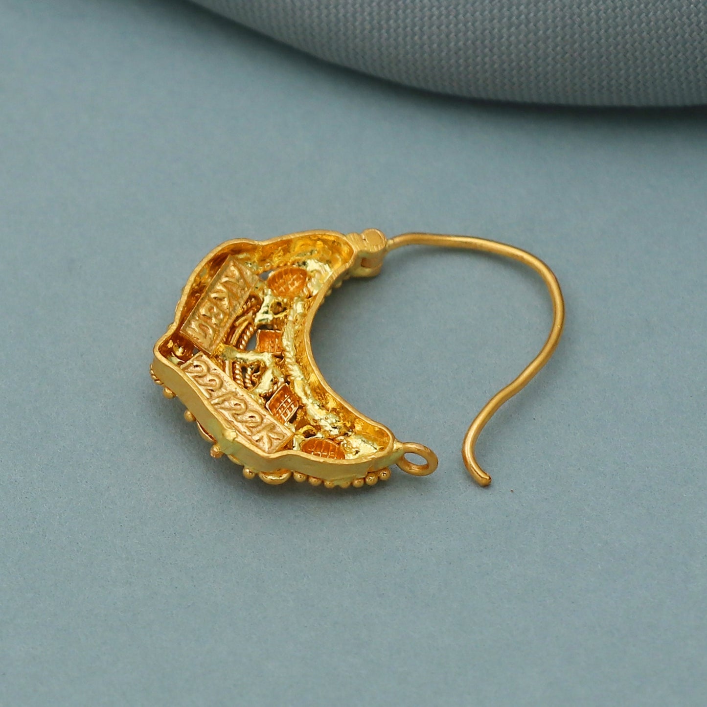 22kt Gold Nose Pin hoop earrings Nosering Jewelry Traditional Indian Nath Bridal Jewelry