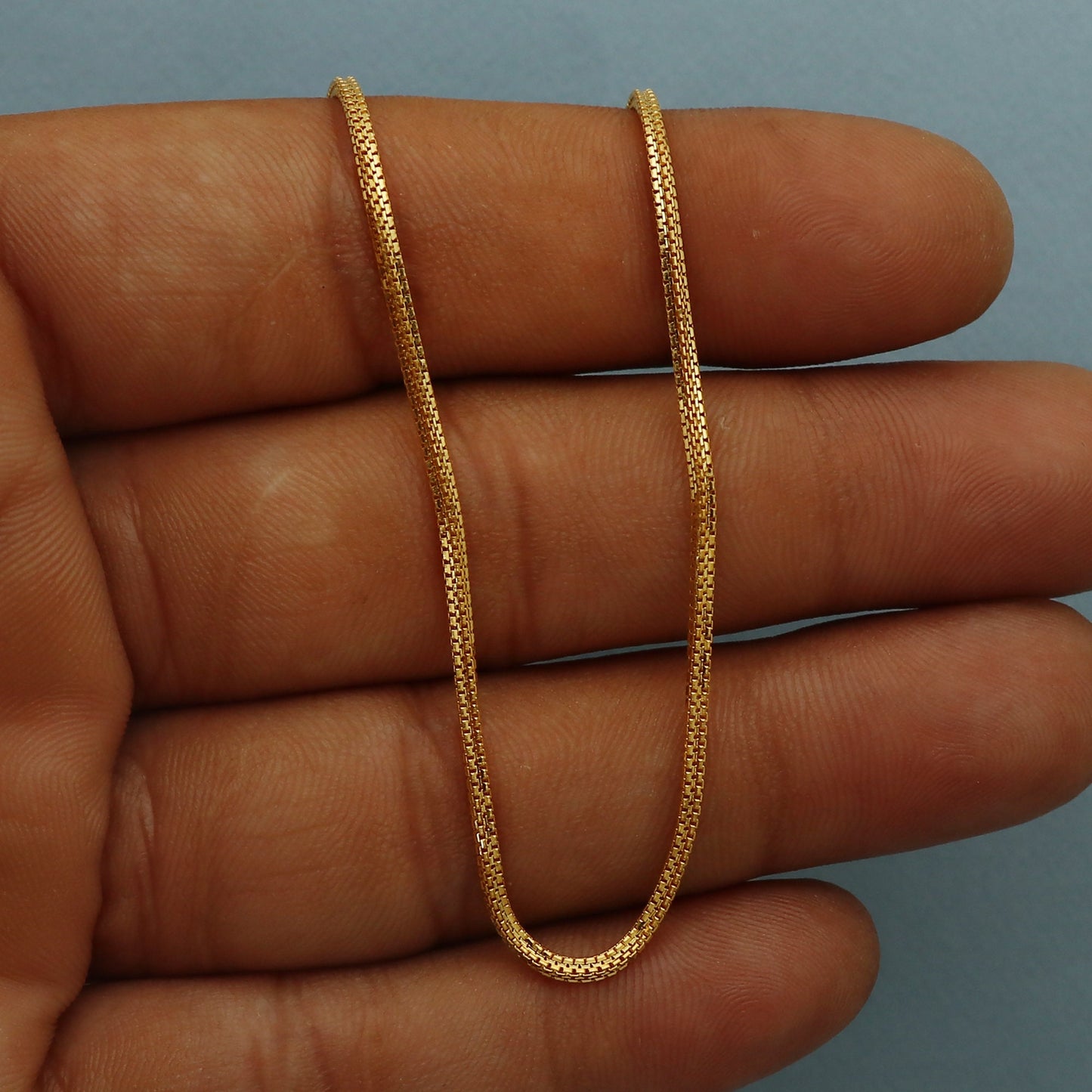Box Style 22k Yellow Gold Handmade Chain Necklace, 22k Indian Gold Handmade chain necklace Jewelry for gift,