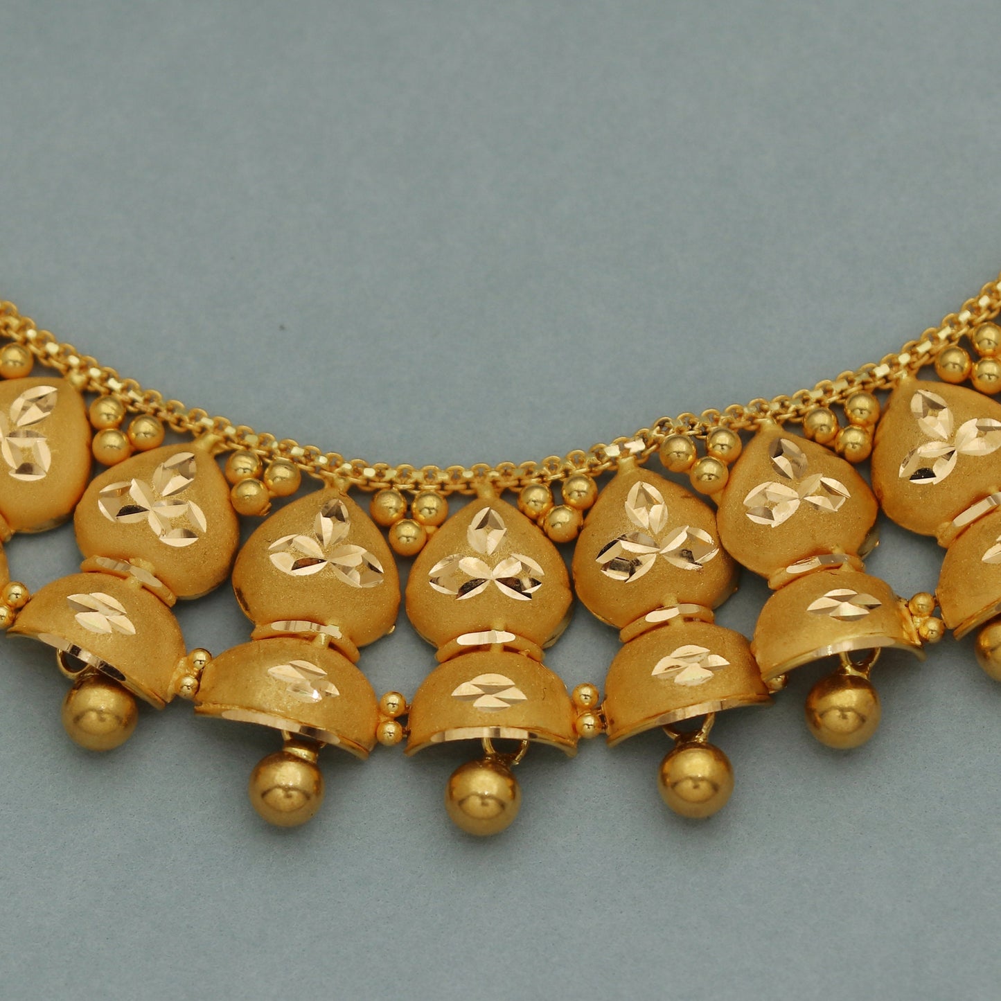 22k Yellow Gold Necklace Set, Indian Gold Set, Indian Gold Jewelry, Gold Earring Necklace, Traditional Rajasthani Pure Gold Handmade design