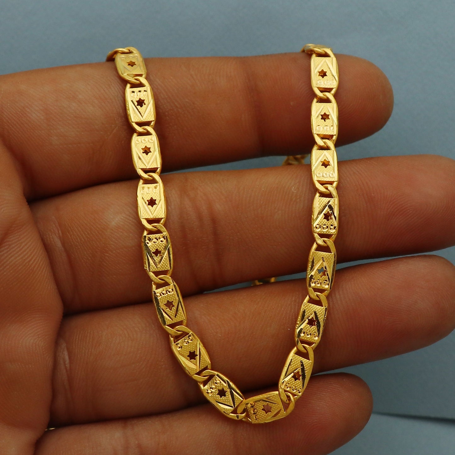 Indian Style 22k Yellow Gold Chain Necklace Gift , all sizes, 22k karat 22kt 22ct Indian Gold Handmade men chain necklace Jewelry for gift,