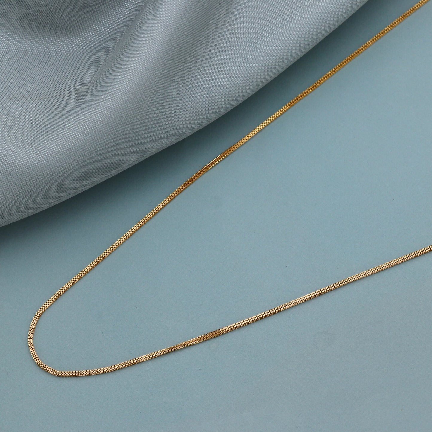 Pure Gold Necklace Chain in 22k Yellow Gold, Handmade Chain Jewelry, box Style Chain, Indian Gold Chain, all size available