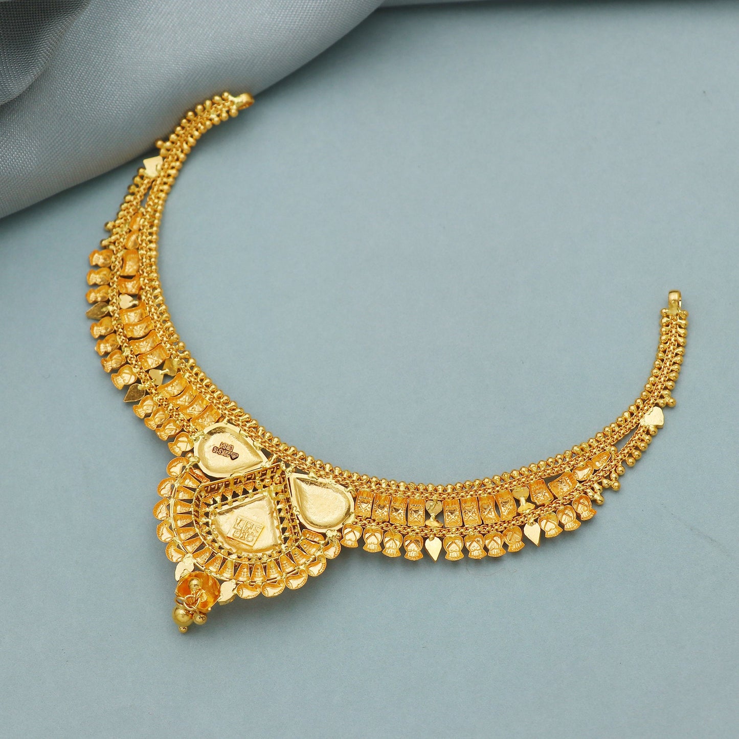 22k Yellow Gold Necklace , Indian Gold Jewelry Set, handmade gold necklace, jewelry from india