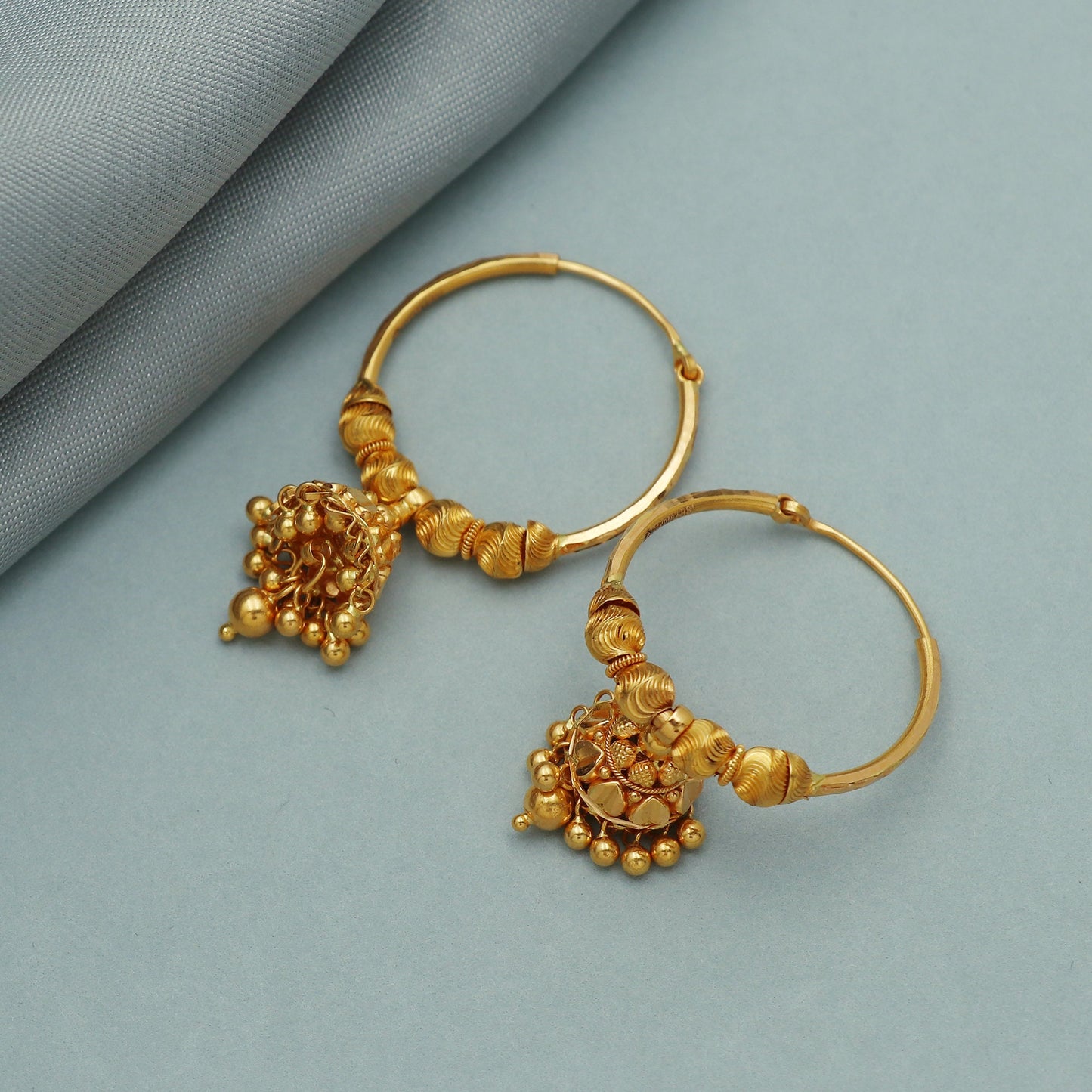 22k Solid Gold Hoop Earring Bali Earrings ,Huggies , gold jhumki Handmade gold earrings For women, Christmas gift, Indian gold earrings