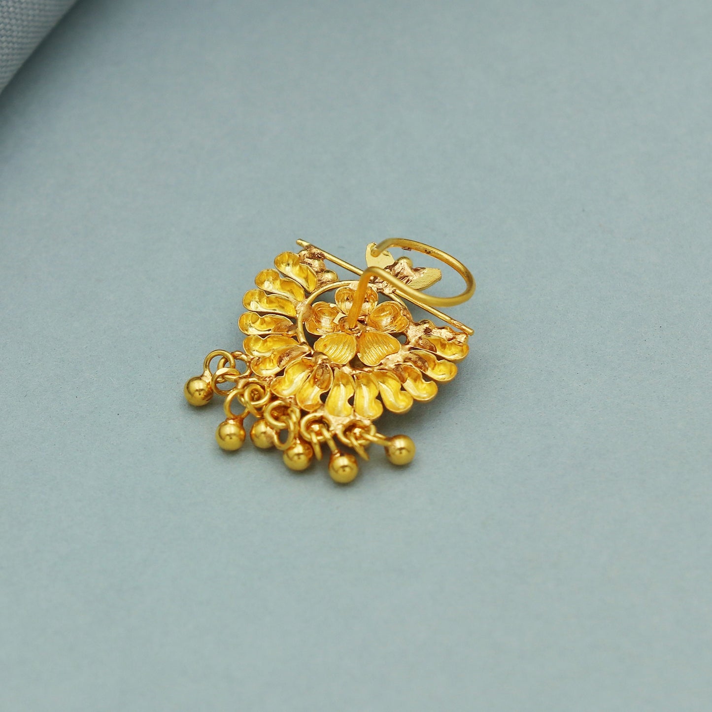 Wedding Jewelry 22k Yellow Gold Nath Nosepin women nose pin Jewelry, gold earrings, K3486