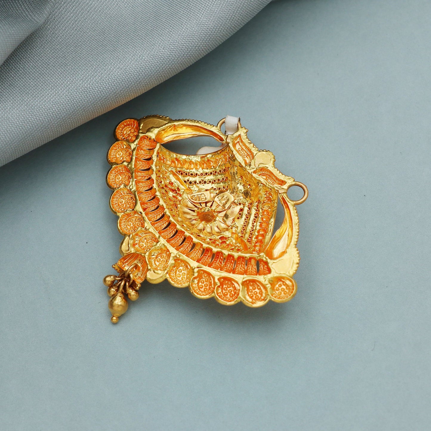 Indian style 22k yellow gold pendant necklace indian traditional handmade wedding party wear jewelry for gift, K3466