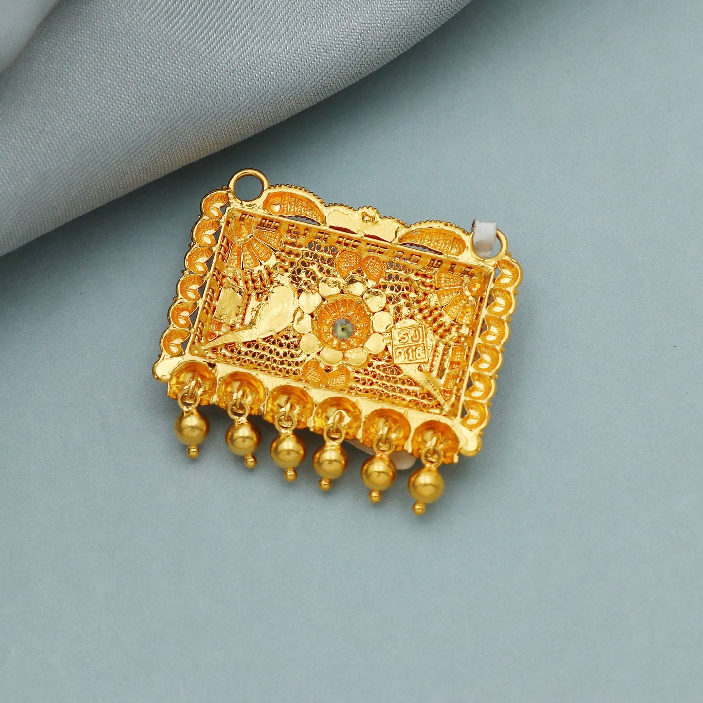 Big 22k yellow gold pendant necklace indian traditional handmade wedding party wear jewelry for gift, K3468