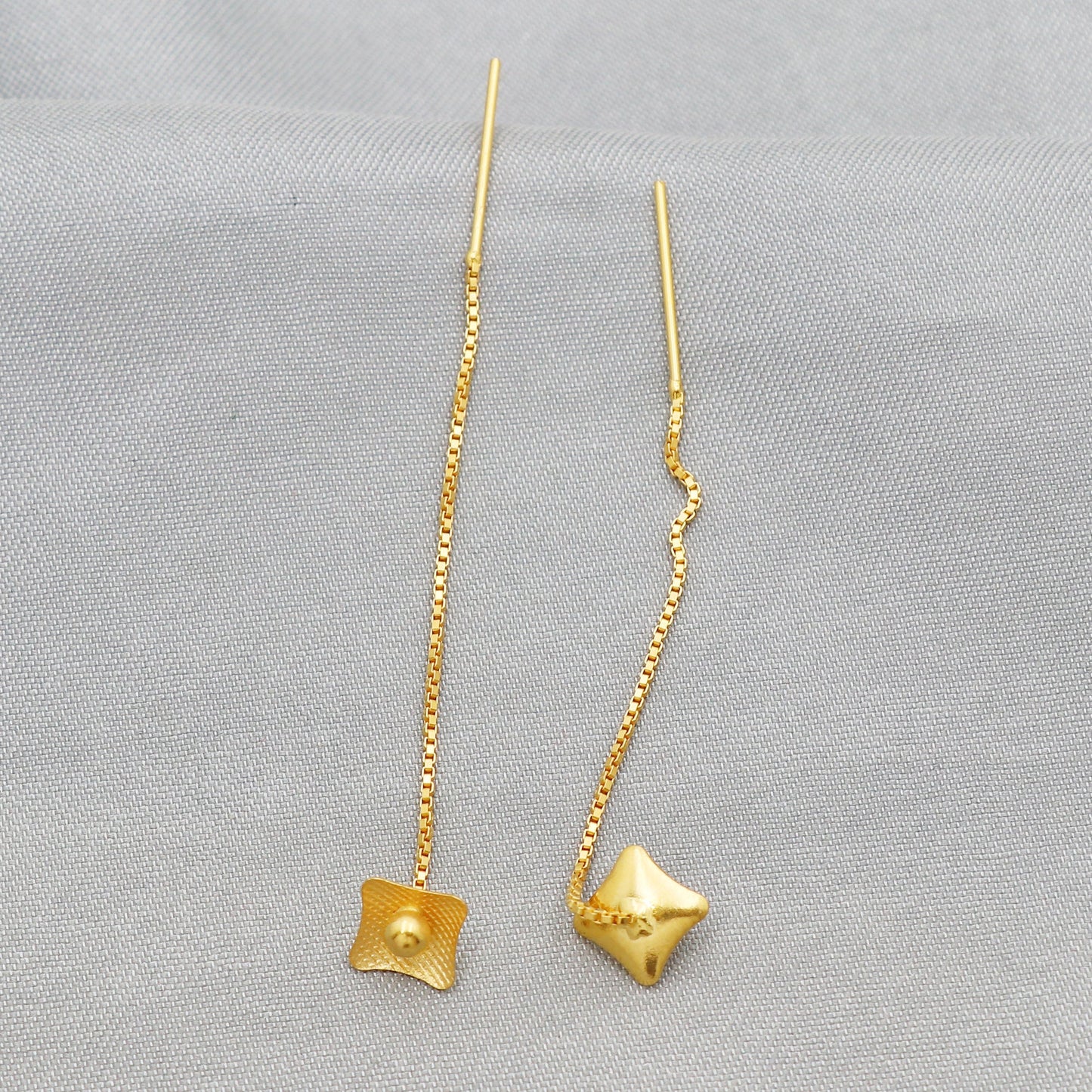 18kt 18k Yellow Gold Dangle Long Chain Earrings
