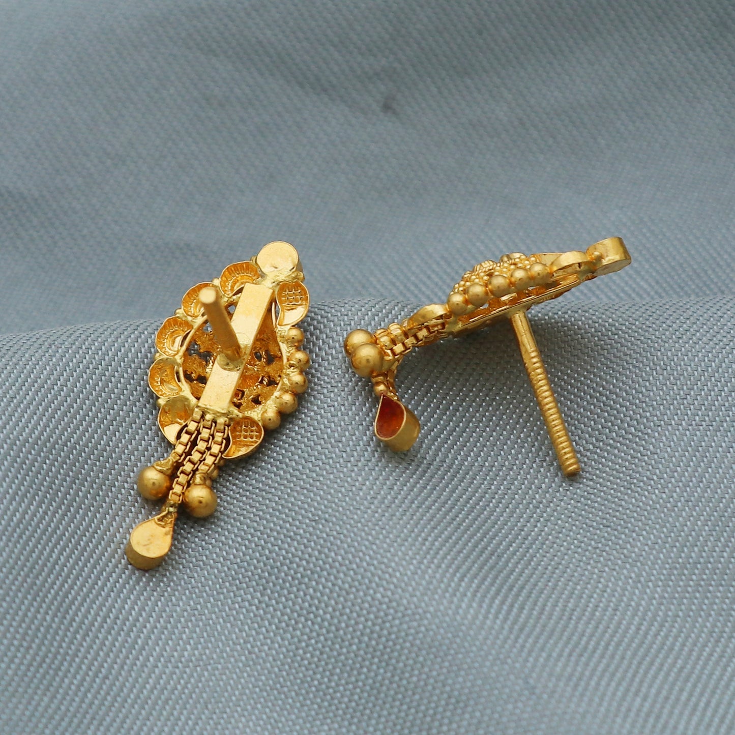22k Yellow Gold Women Handmade Earrings Jewelry, K3875