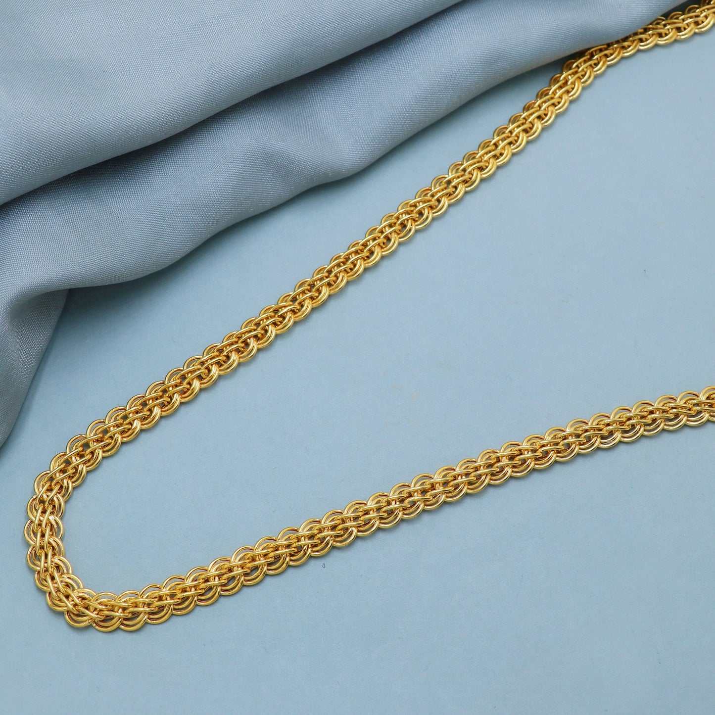 22k Yellow Gold Thick Chain Handmade Necklace Jewelry for gift