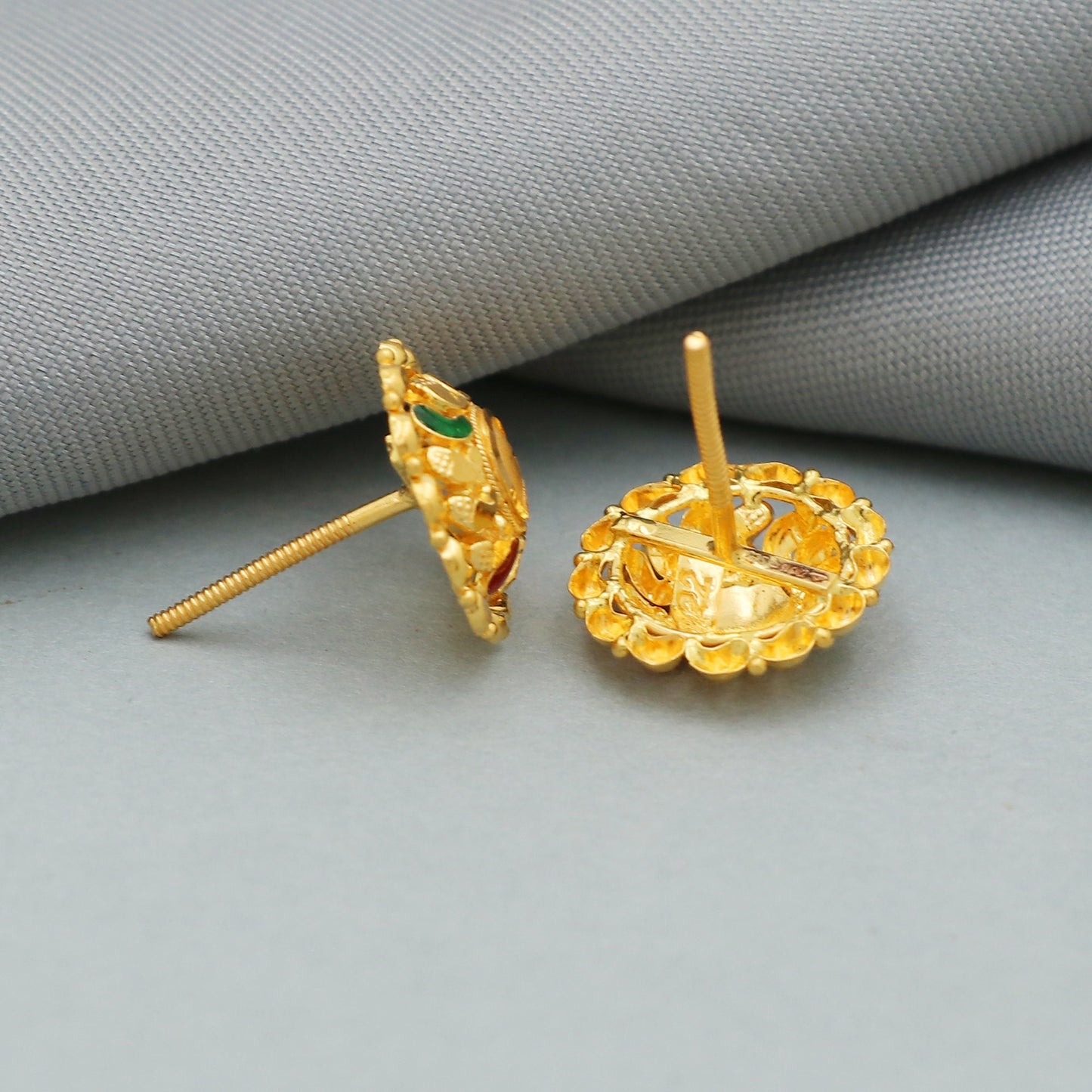 pure gold 22k 22 karat gold earrings jewelry for gift, handmade indian gold earrings jewelry,