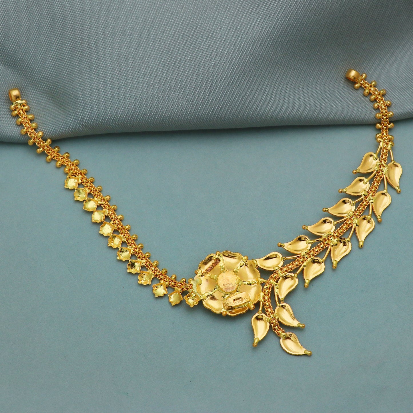 22k Yellow Gold Necklace , Indian Gold necklace, Indian Gold Jewelry, 22kt Gold Necklace, Leaf wedding Pure Gold Handmade design