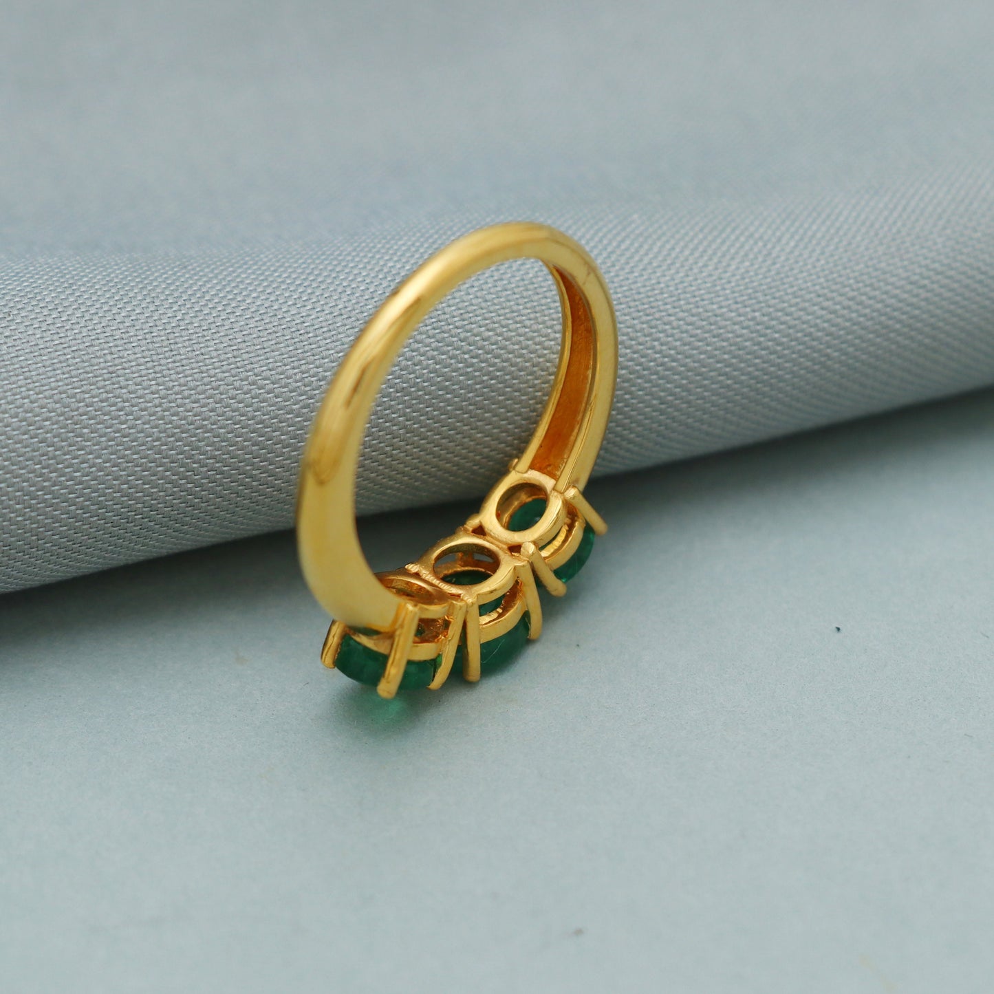 Natural Real Emerald 22k gold ring handmade indian jewelry