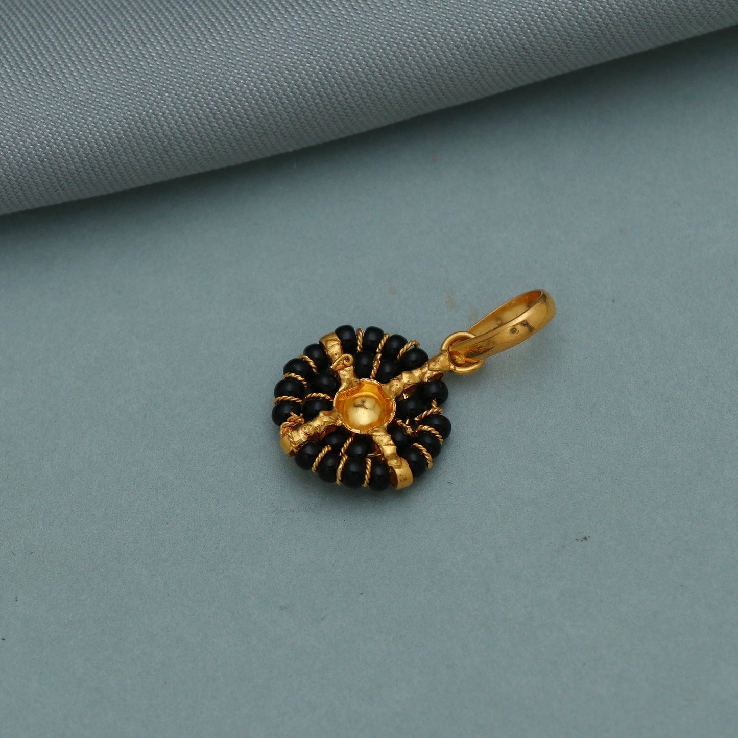 black beads 22kt gold pendant locket, handmade indian style women gold pendant for daily wear