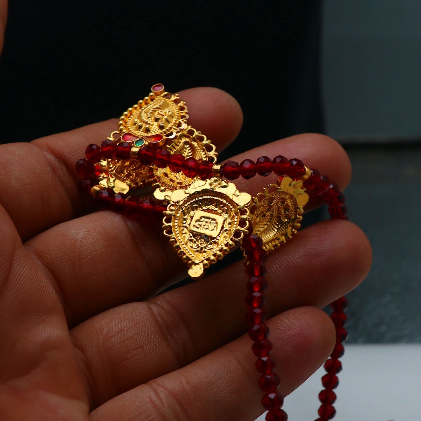 22k Yellow Gold Necklace, Indian Gold Pendant Amulet Necklace, Indian Gold Jewelry, Gold Necklace, Traditional Rajasthani Pure Gold Handmade