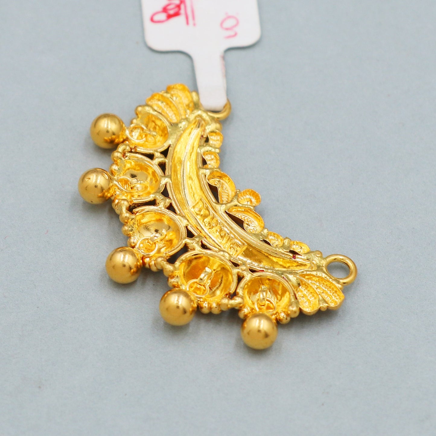 indian 22k gold pendant amulet jewelry, red enamel pure gold pendant jewelry for gift, K4397