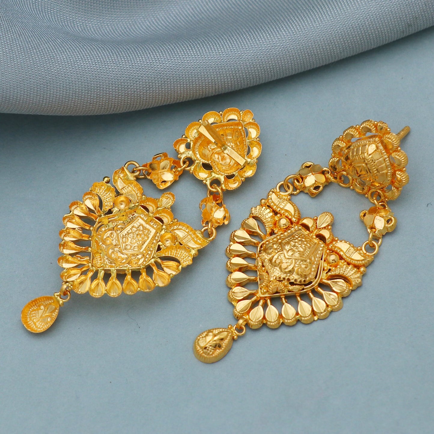 22k yellow gold earrings jewelry, 22kt God Dangle Earrings jewelry, Light weight earrings for gift,