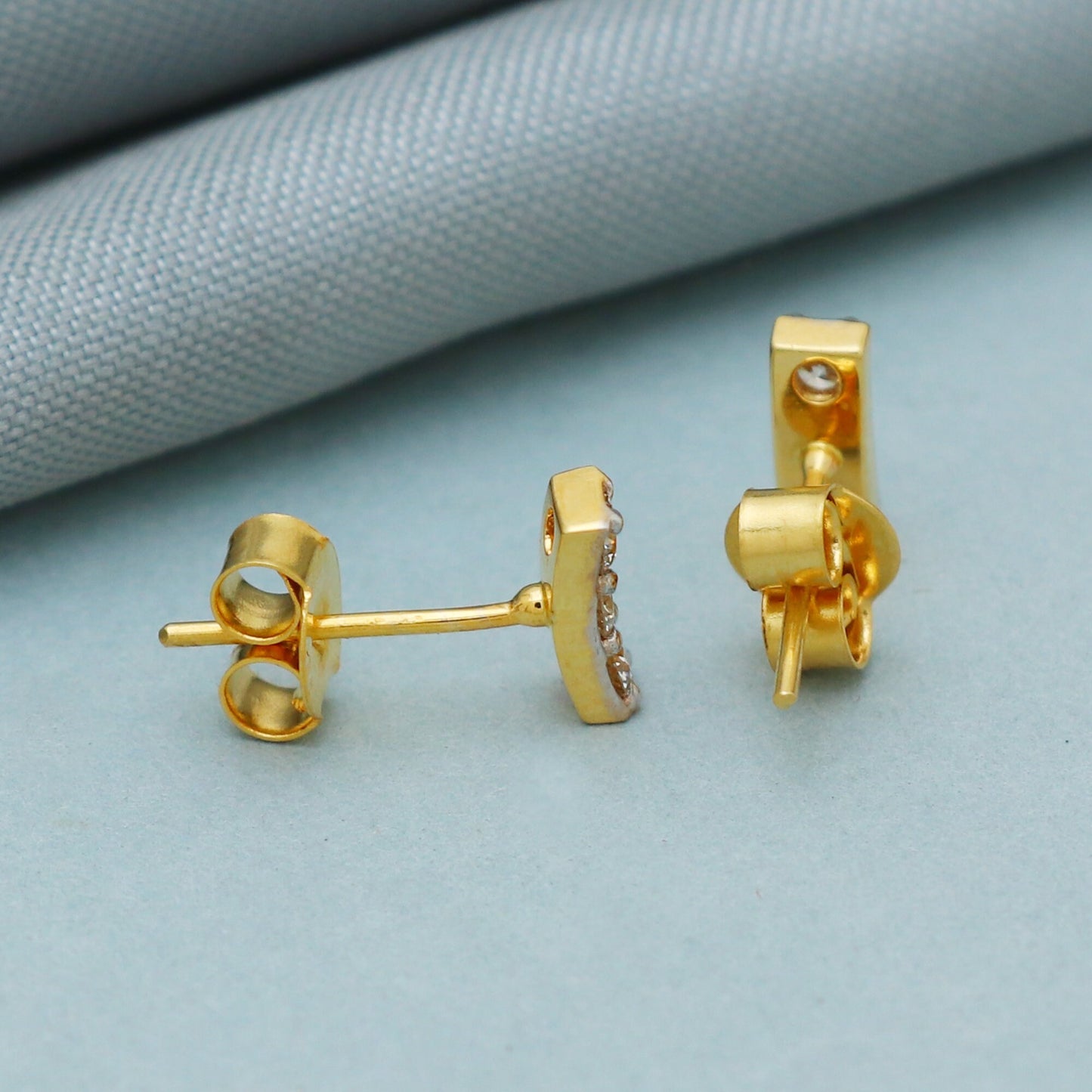 22k 18k 14k Yellow Gold natural earth mined not lab grown stud Earrings with gold push back