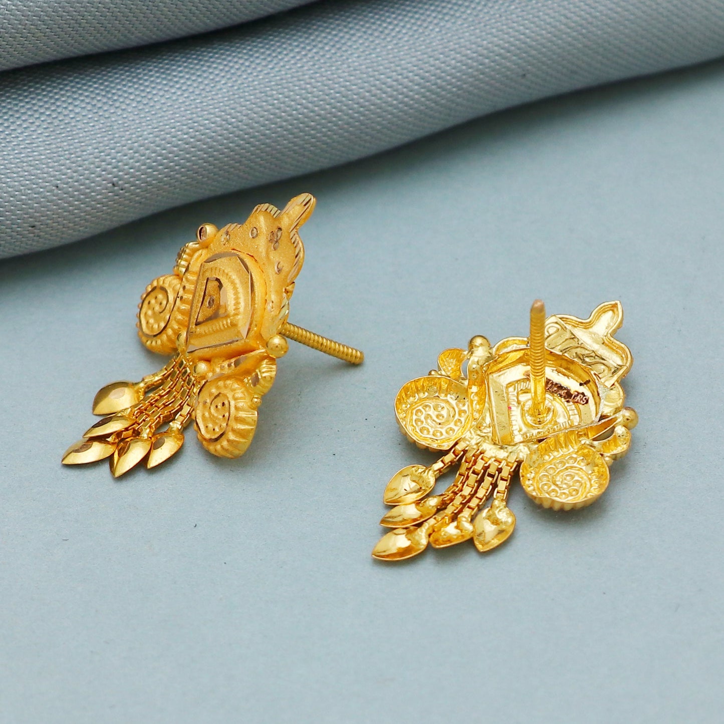real 22k vintage tribal gold rare design earrings