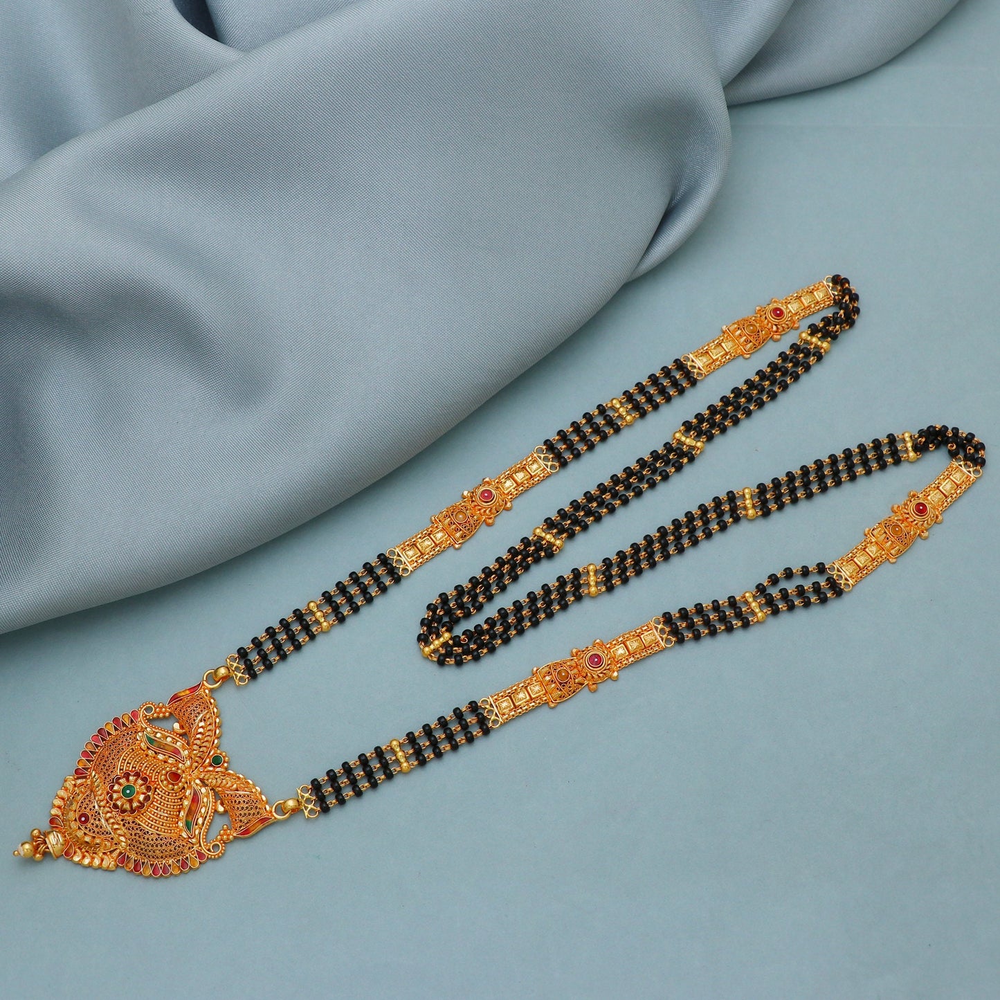 Black Beads 22k Yellow Gold Amulet Pendant Necklace Jewelry for wife, Traditional design indian style mangalsutra necklace