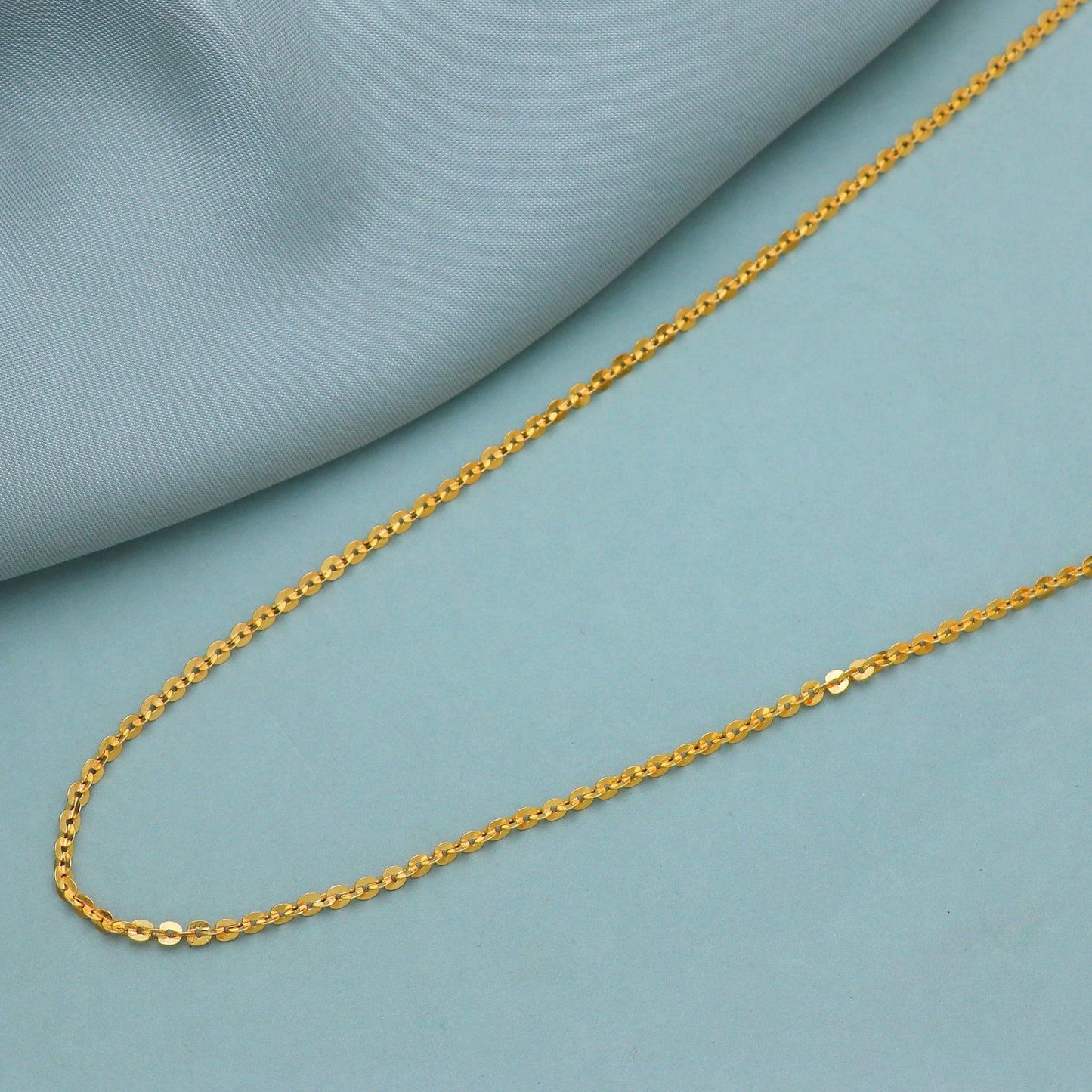 22k Yellow Gold Rolo Chain Necklace Jewelry: Handmade Indian Jewelry