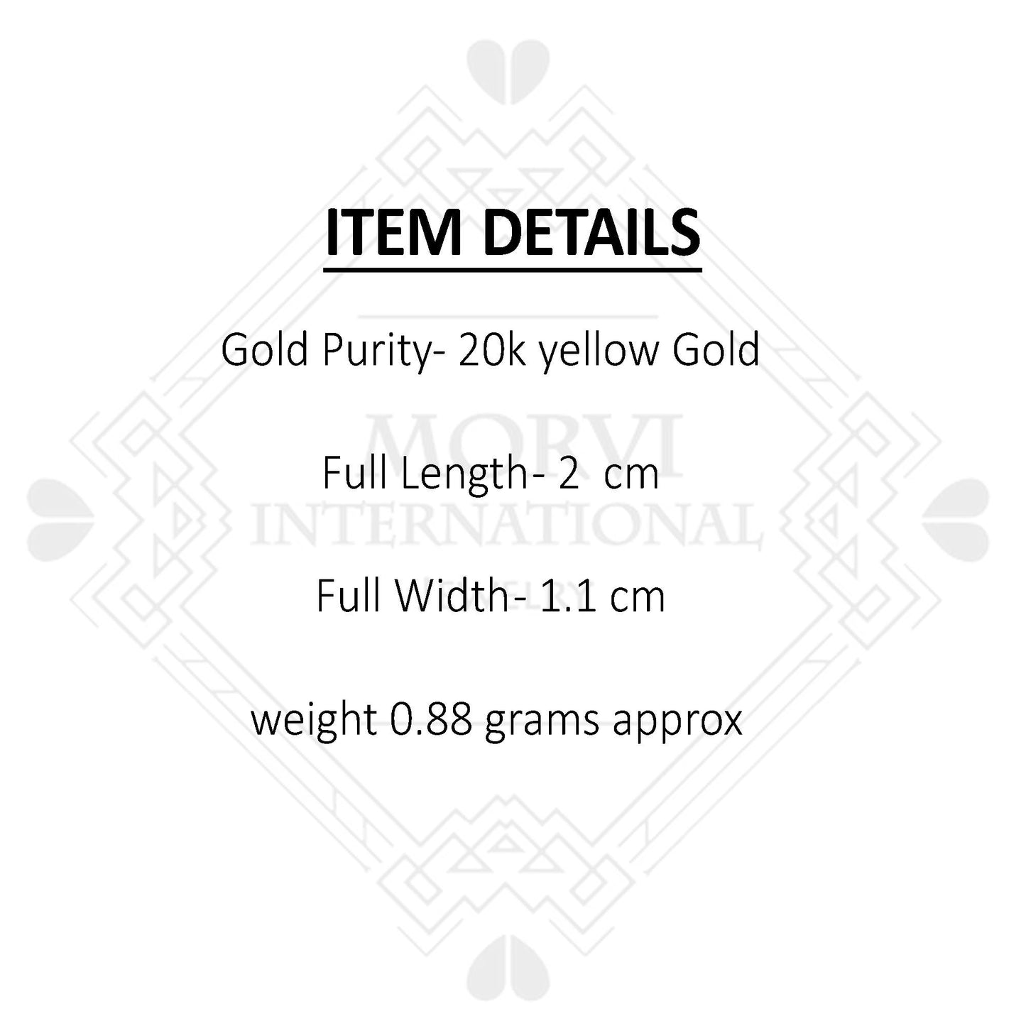 20k Yellow Gold Hoop Bali Earrings , Handmade small Yellow gold earrings for women, Valentine Day gift, star design indian gold earrings