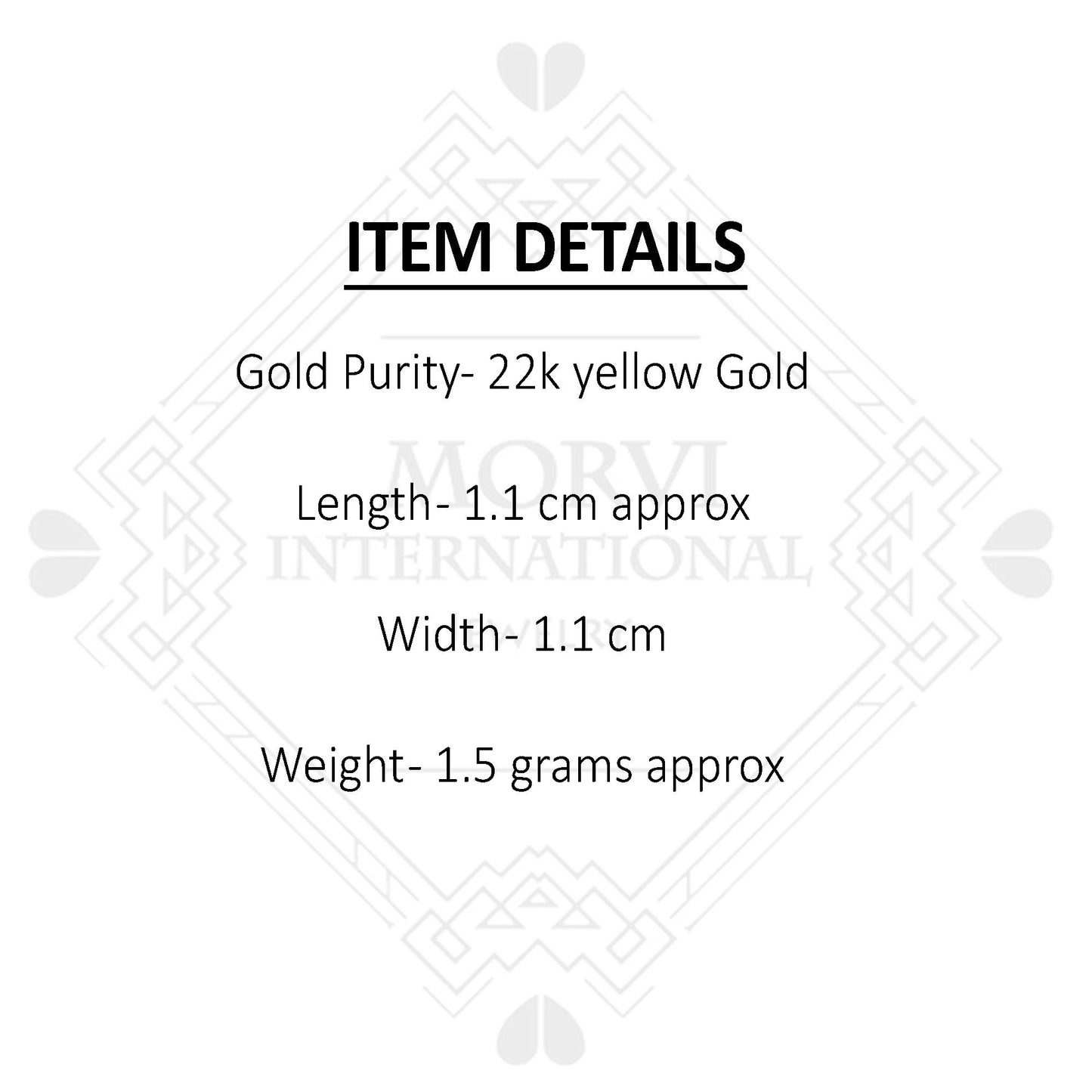 22k 22 carat yellow gold hand carved stud earring for women's jewelry for gift