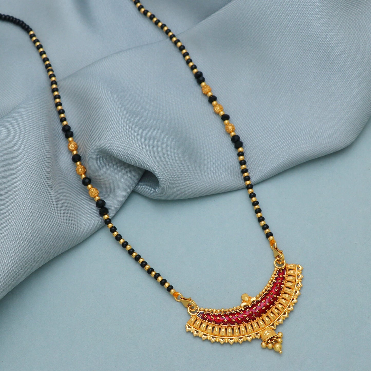 22k gold necklace gift, 22 karat gold beads Jewelry, black beads, South Indian Necklace, mangalsutra for wife, Rajasthani Jewelry for gift