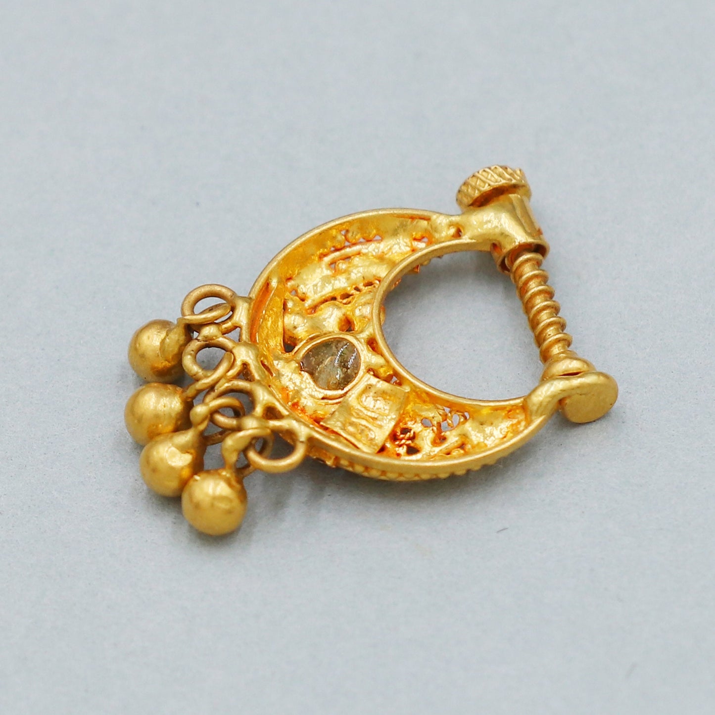 Pure Gold Nath Nose Ring Traditional Indian Handmade Nose pin, 22k Yellow Gold Nath screw non piercing