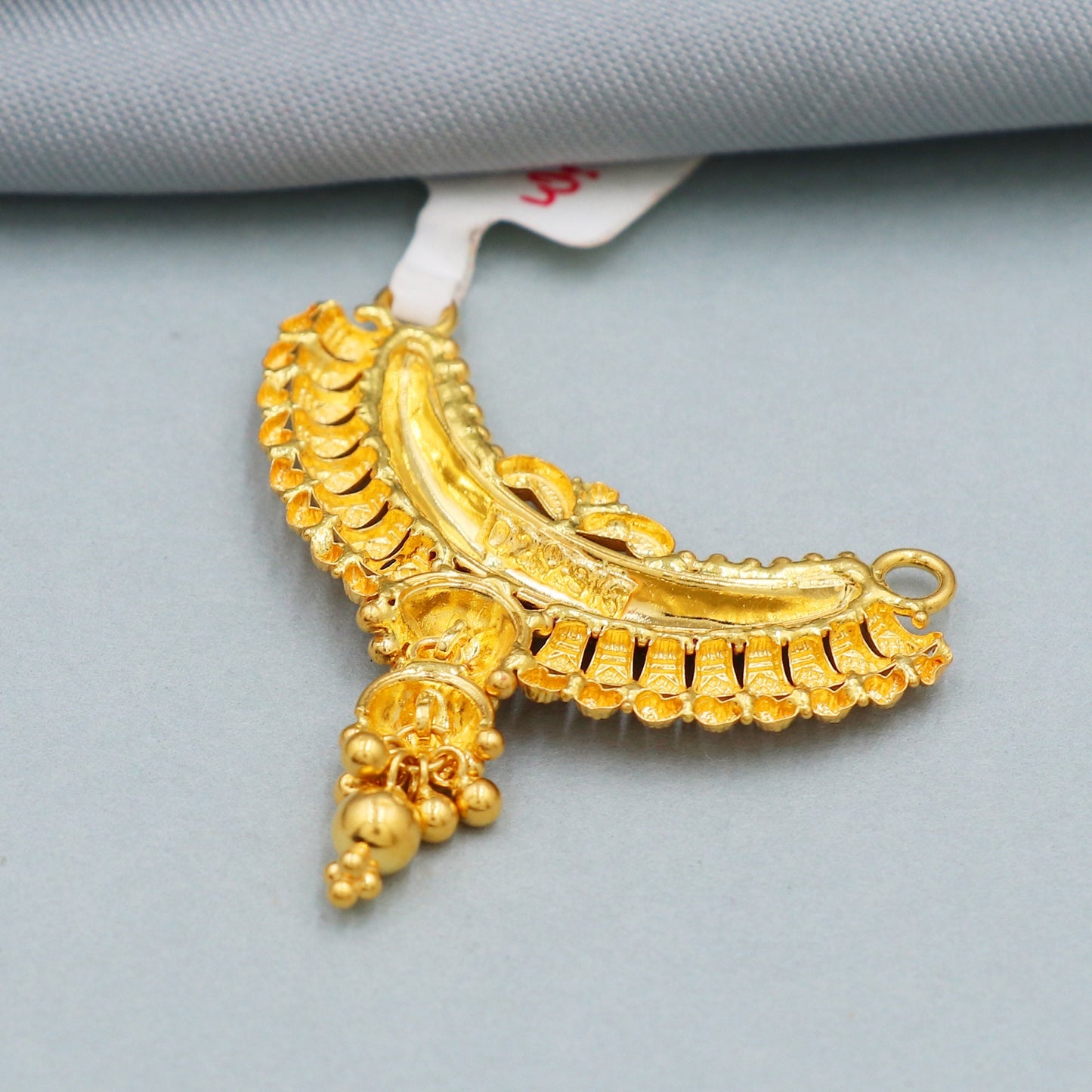 crescent 22k gold pendant necklace jewelry, red enamel pure gold pendant jewelry for gift, K4394