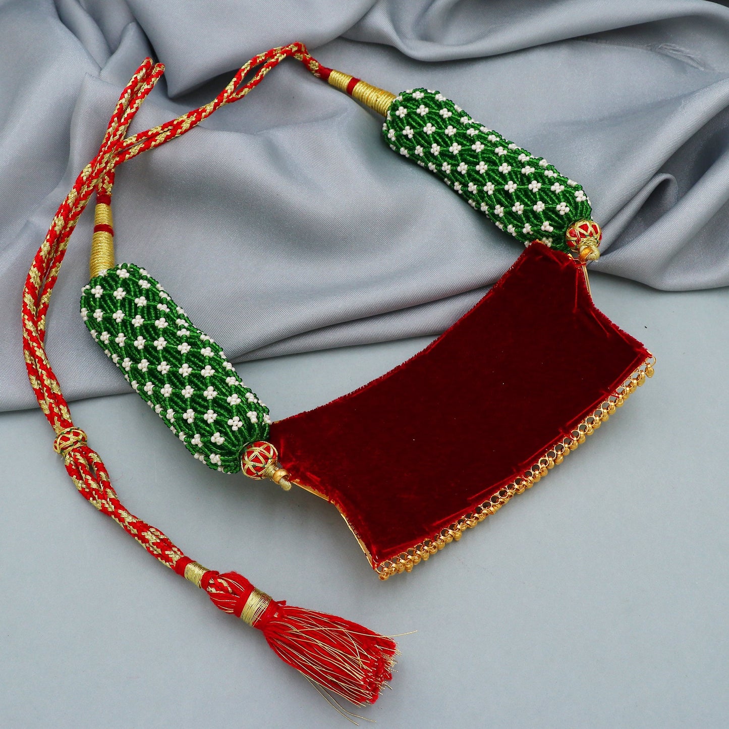 22k yellow gold Necklace (aad) traditional Indian Handmade Jewelry for women, adjustable cord