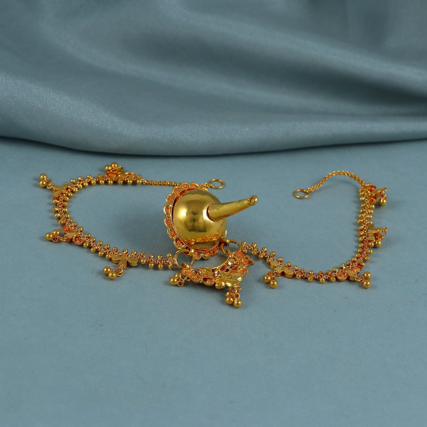 22k Gold Head Pendant with Hair Chain Jewelry matha Patti Indian style wedding traditional borla jewelry
