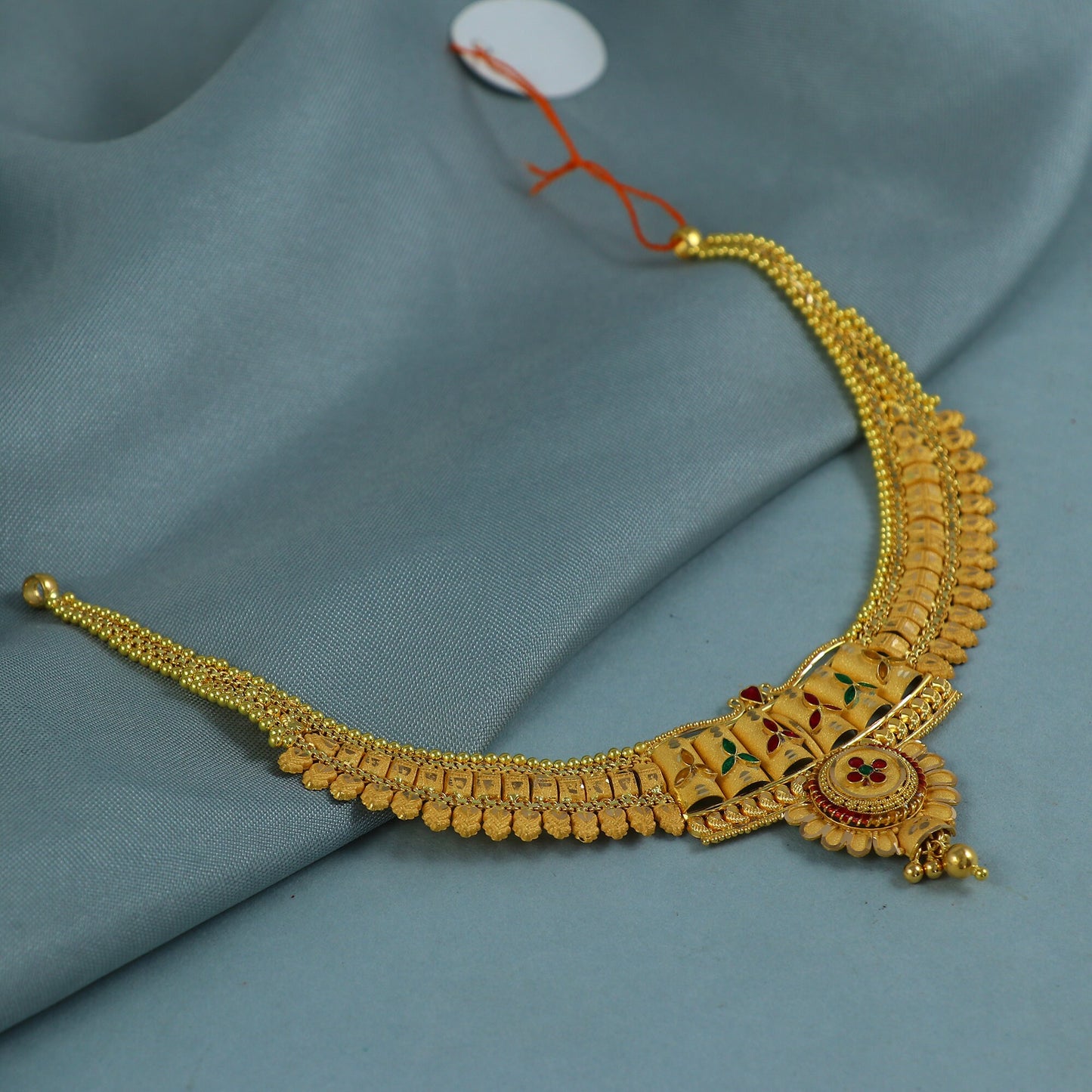 22k Yellow Gold Necklace, Indian Gold Necklace, Indian Gold Jewelry, 22kt Gold Necklace, Traditional Rajasthani Pure Gold Handmade design