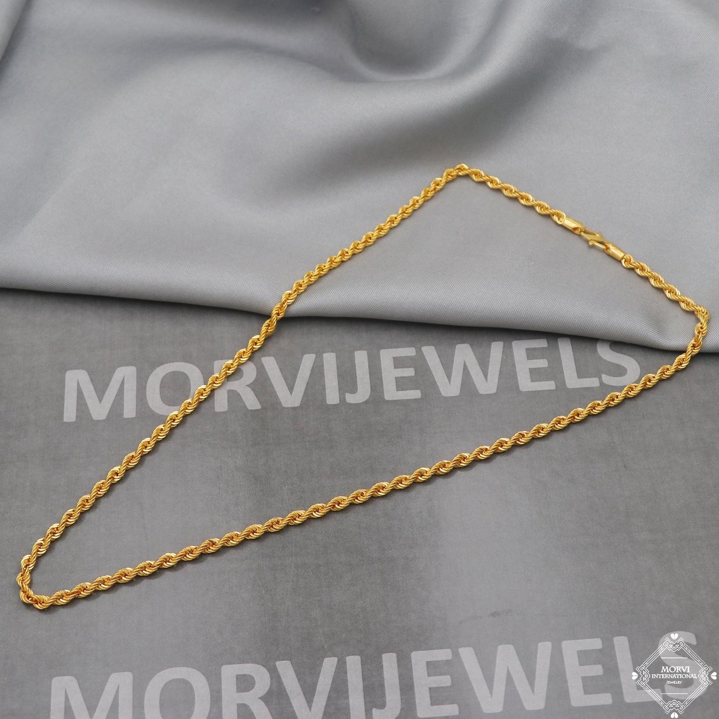 3.5mm rope chain necklace in 22k gold, K5101