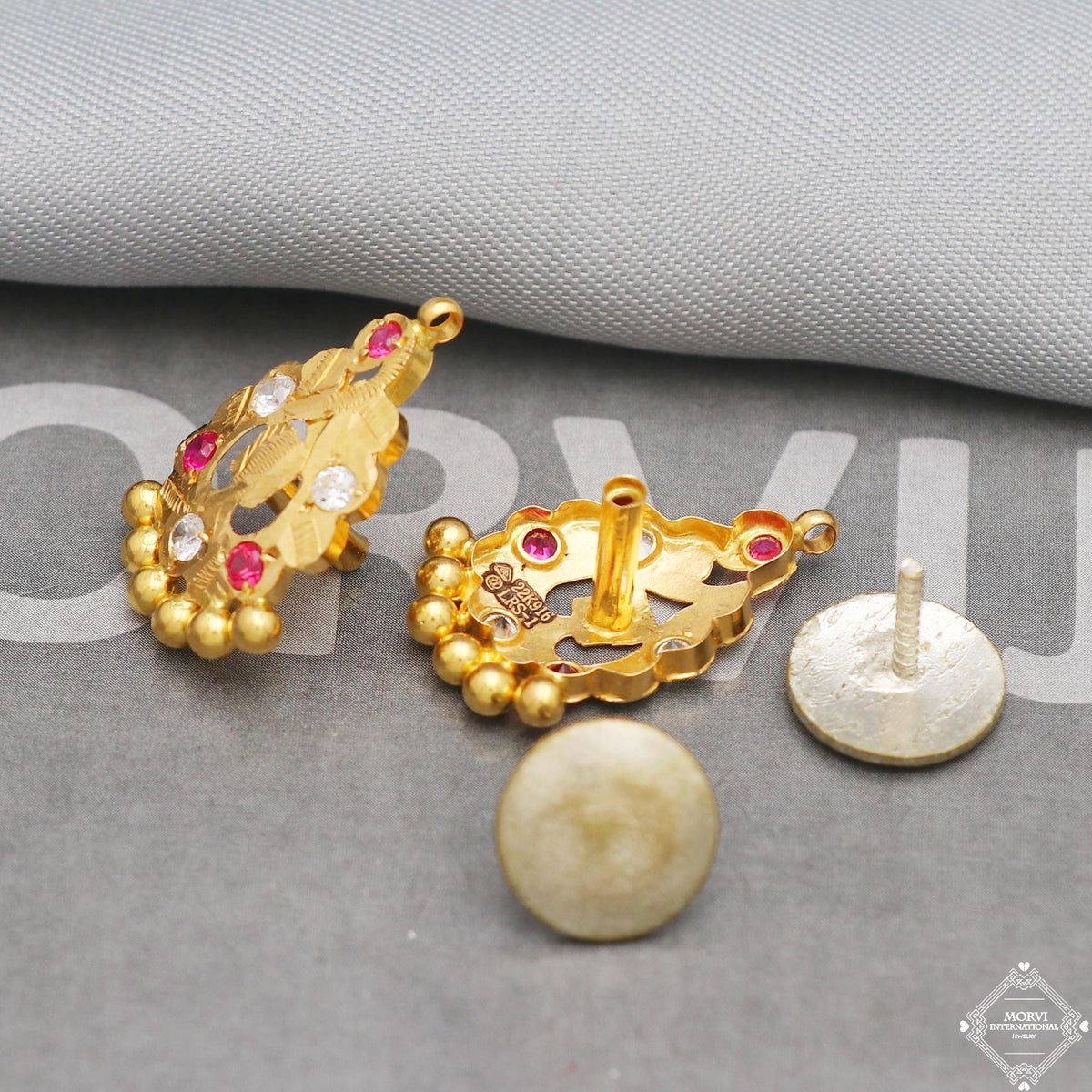 Indian Real Gold Earrings 22kt 22k Gold Jewelry, K5293