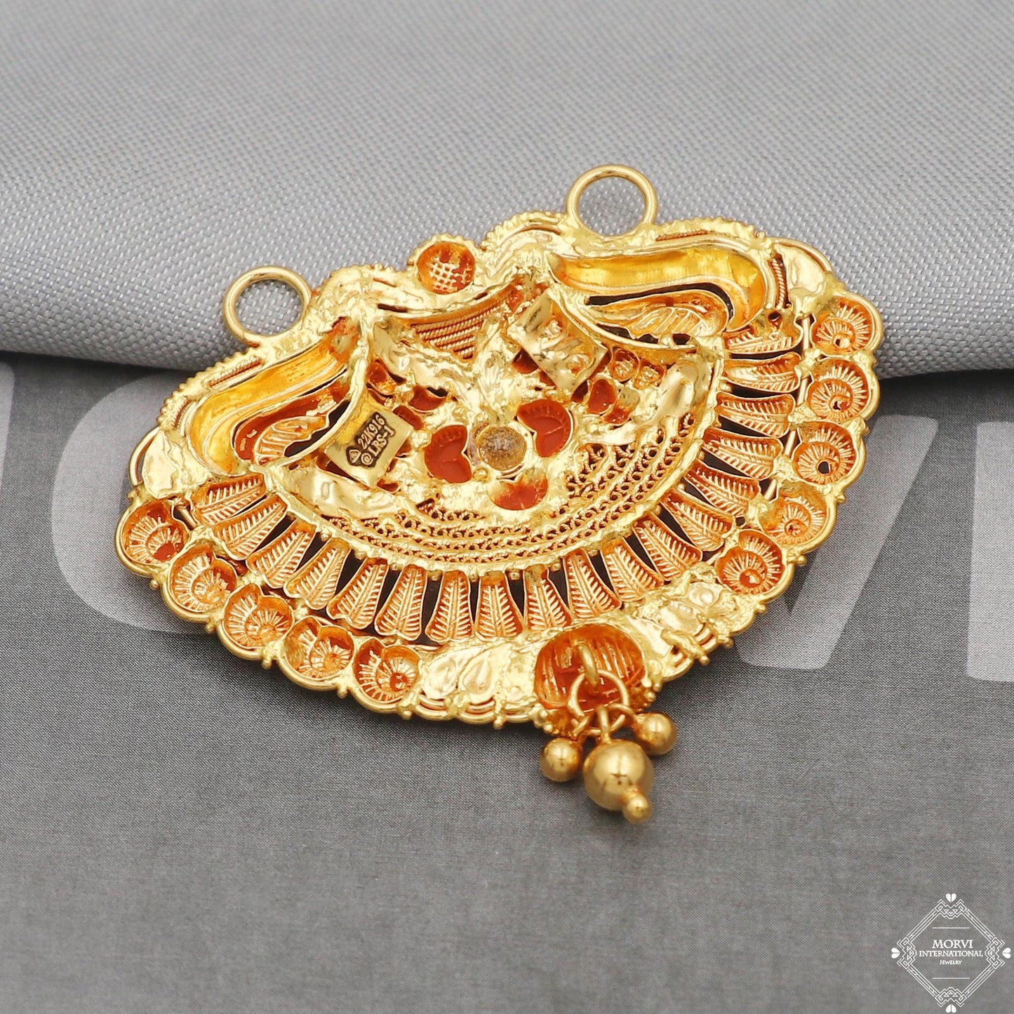 22kt 22k Yellow Gold Pendant Necklace Indian Handmade Jewelry, K5084