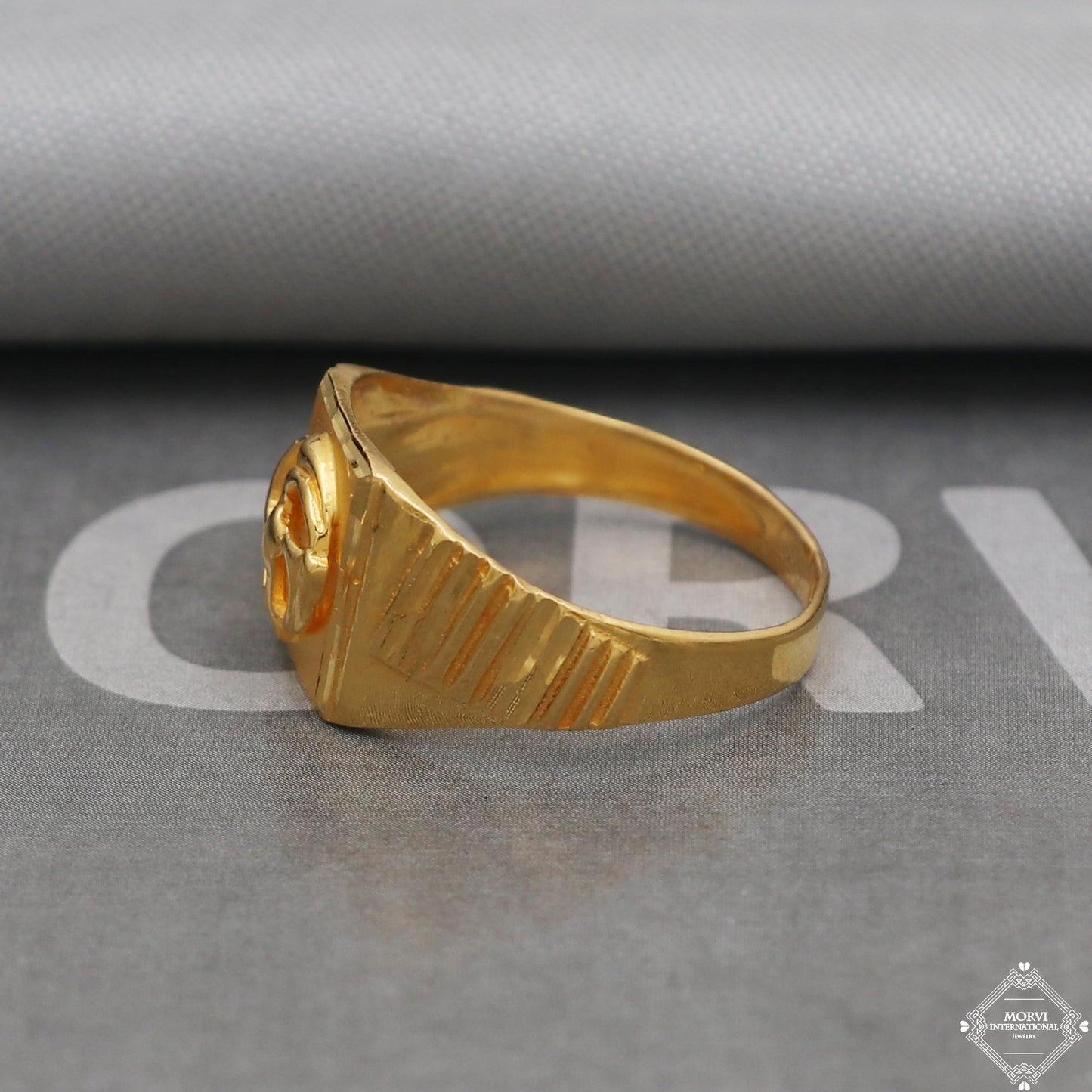 22k Yellow Gold Ring Size 7.75 US and All, Hand Carved Gold Ring Jewelry, Indian Gold Ring, K5098