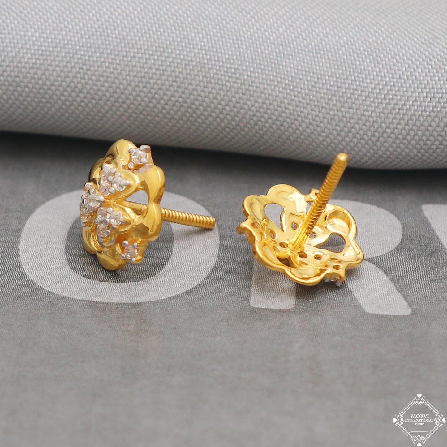 clovers flower stone earrings 22k jewelry, 22kt jewelry, K5213