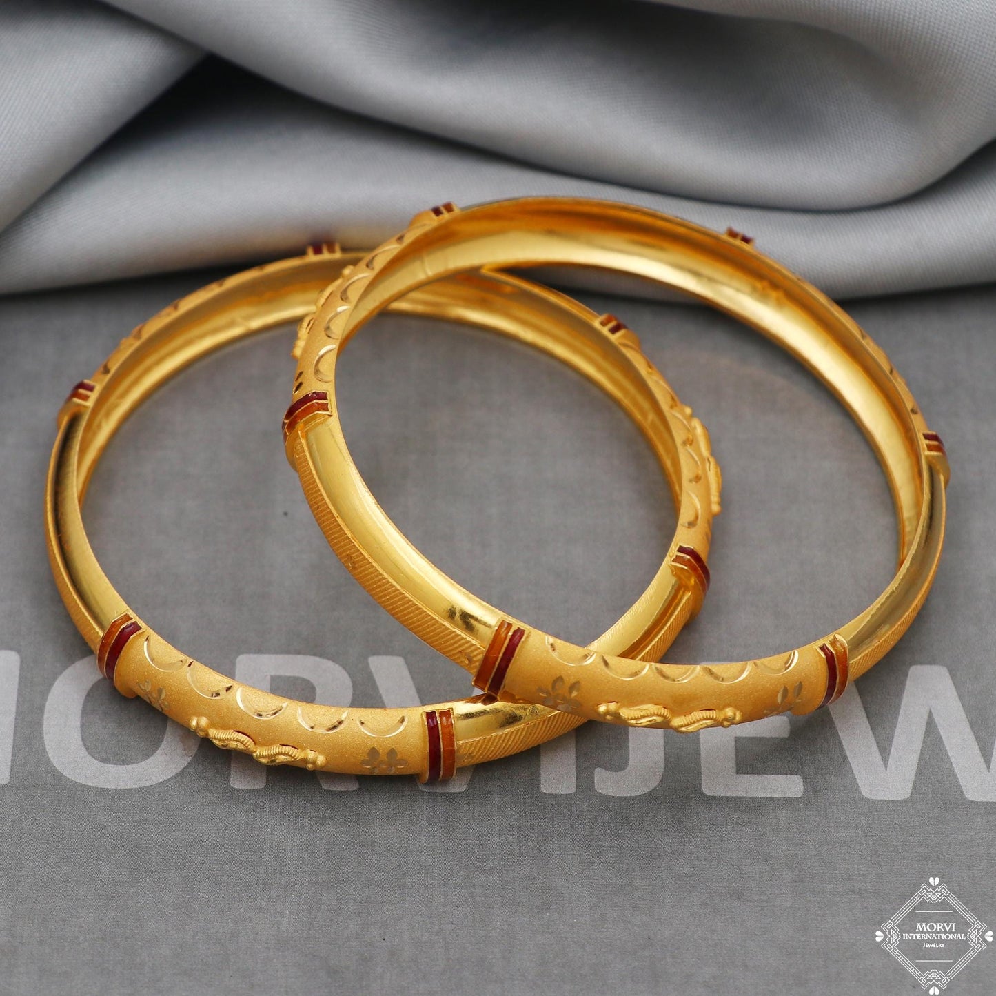 Pure 22k Gold Bangles Indian Handmade round Bracelet kadas , Traditional Rajasthan India , Bangle Bracelet pair Wedding Jewelry, K5165