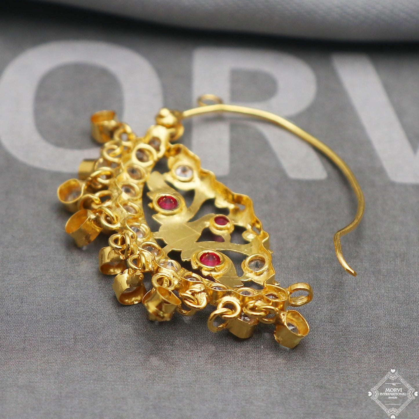 22k Yellow Gold Hoop Nose Ring Nath, Handmade big Yellow gold earrings for women, Vintage antique design indian gold earrings, K5311