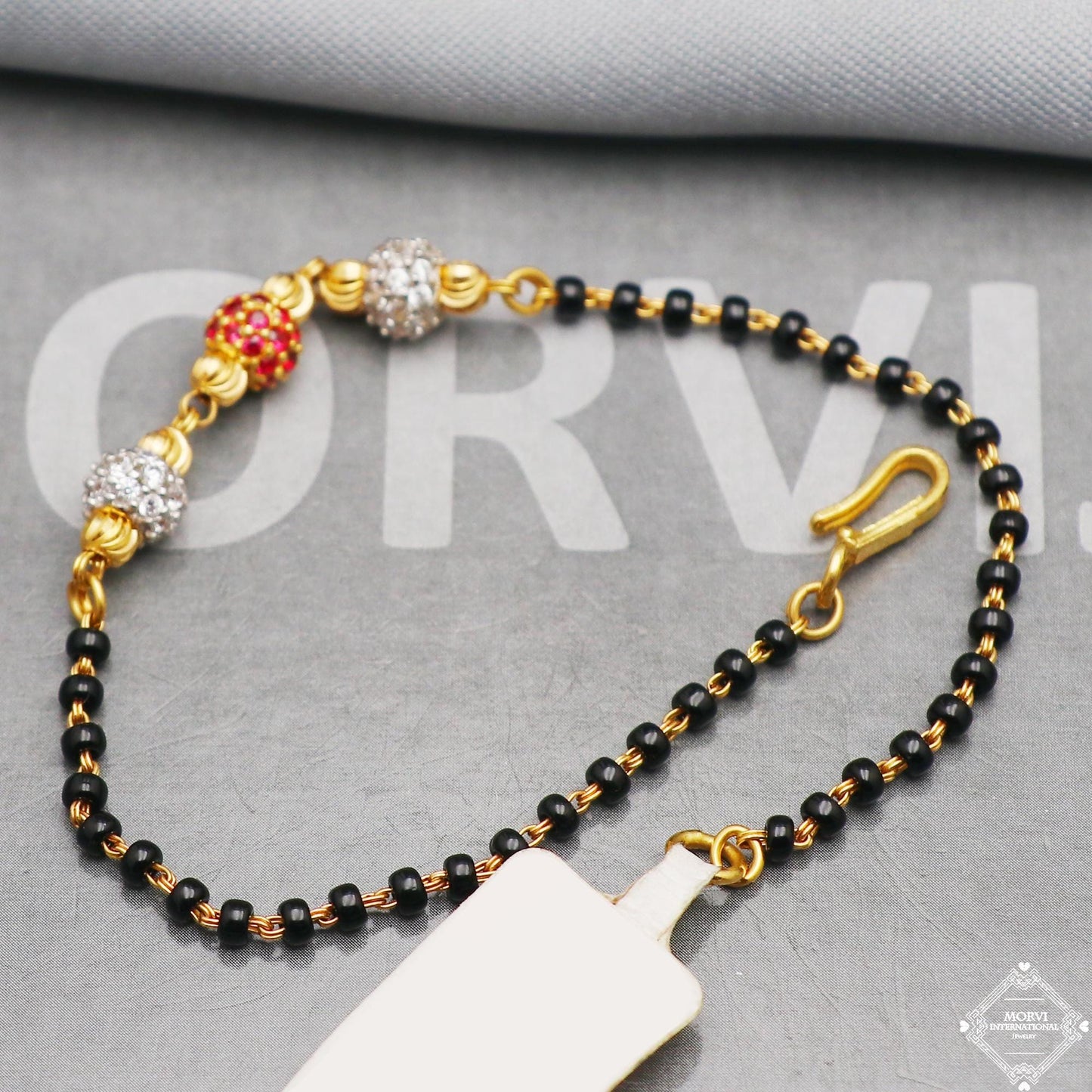 Black Gold Beads Ball 22k Gold Link Bracelet, Indian Handmade Women Jewelry, K5351