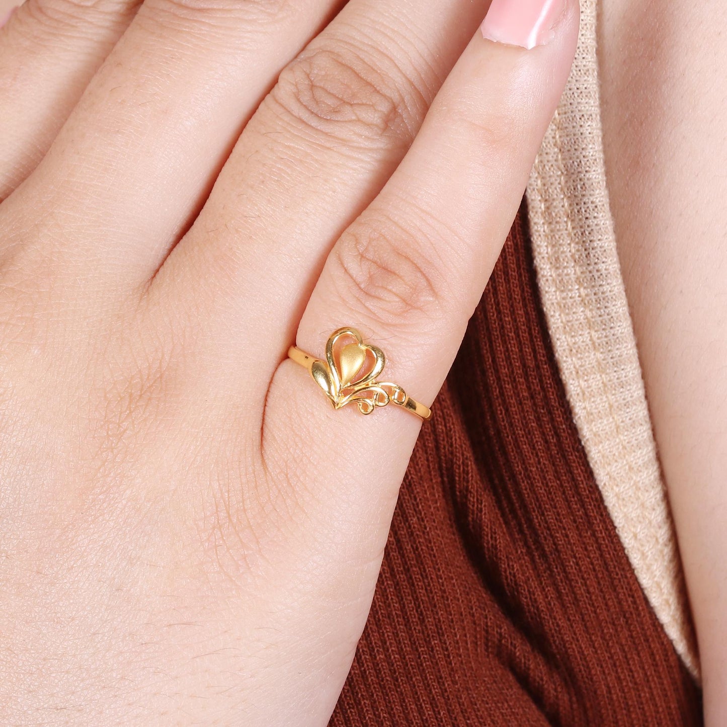 22k Gold Ring Dainty Indian Exclusive Authentic BIS Stamped "22k916" Jewelry, MJ0001,