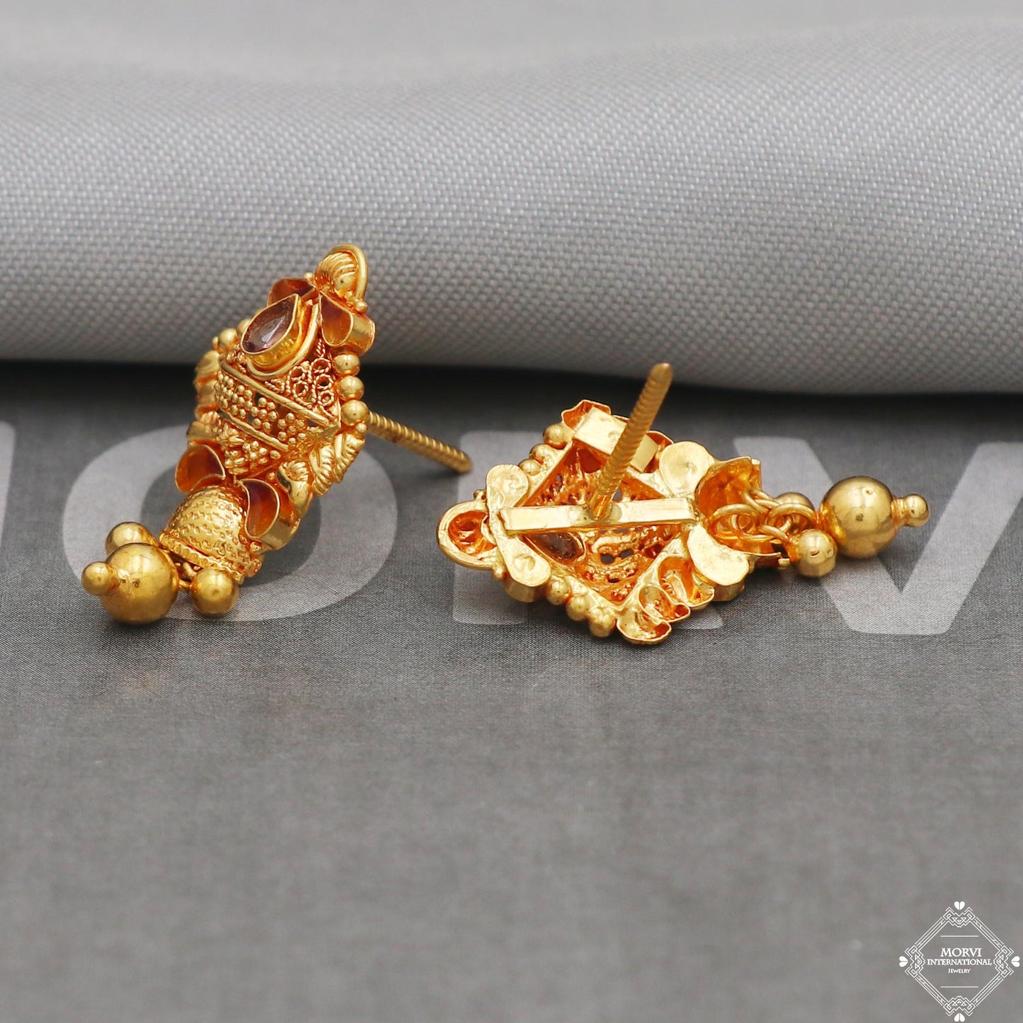 22k solid gold stud earrings jewelry, K5228