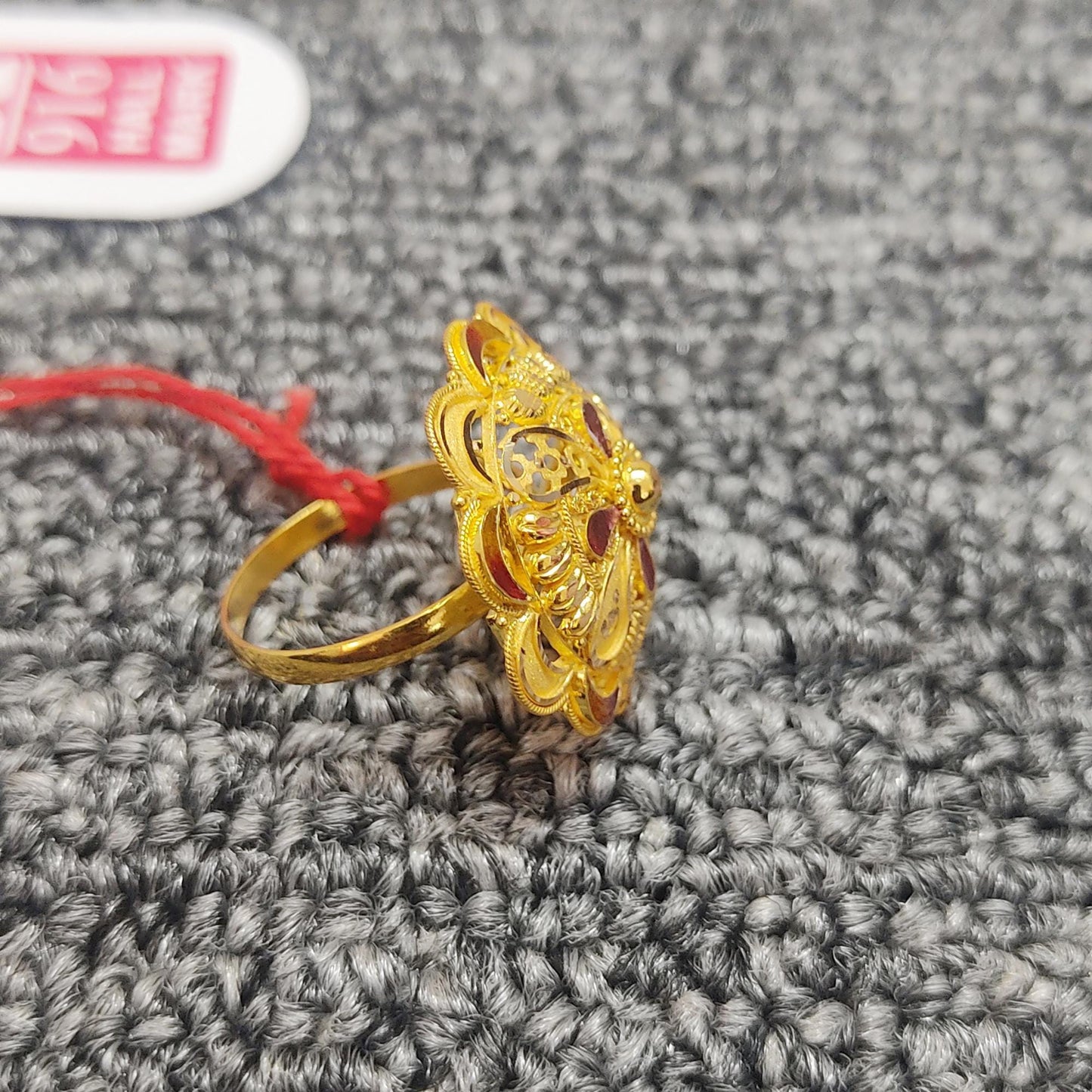 Intricate 22k Yellow Gold Handmade Ring Indian Jewelry,