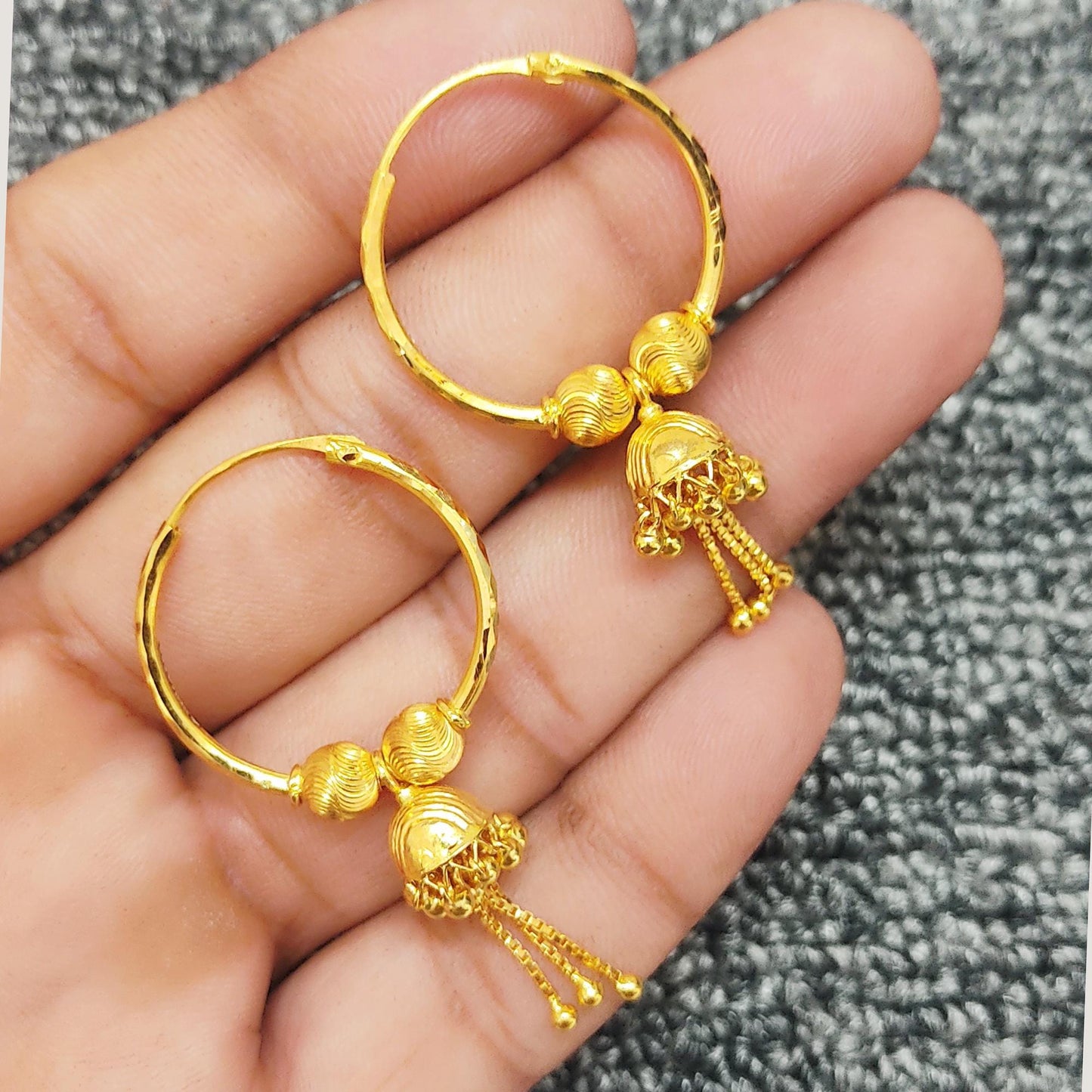 22k gold hoops dangling Jhumki Chandelier style Indian 22kt Earrings Jewelry for Women