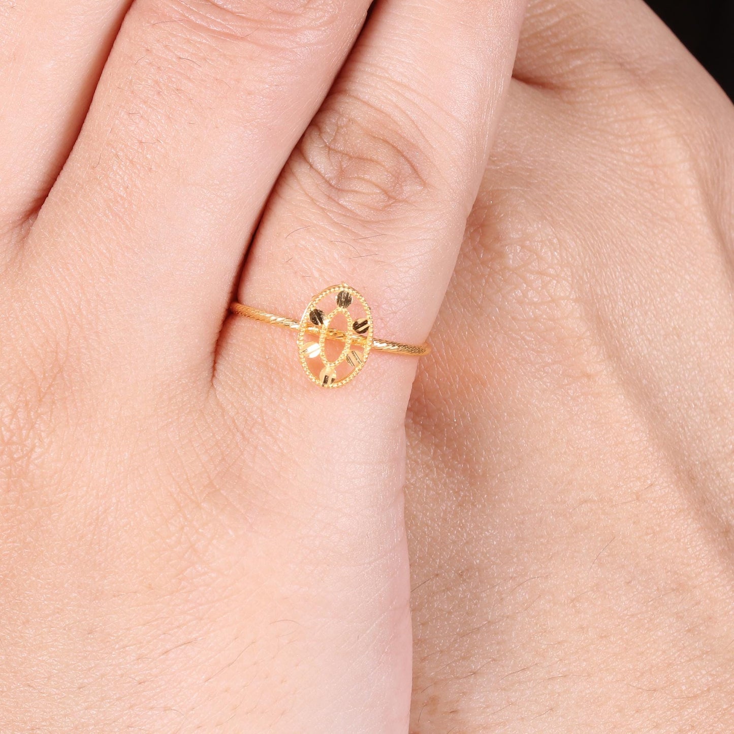 22k Gold Ring Dainty Indian Jewelry Exclusive Authentic BIS Hallmarked Stamped "22k916" Jewelry, MJ0015