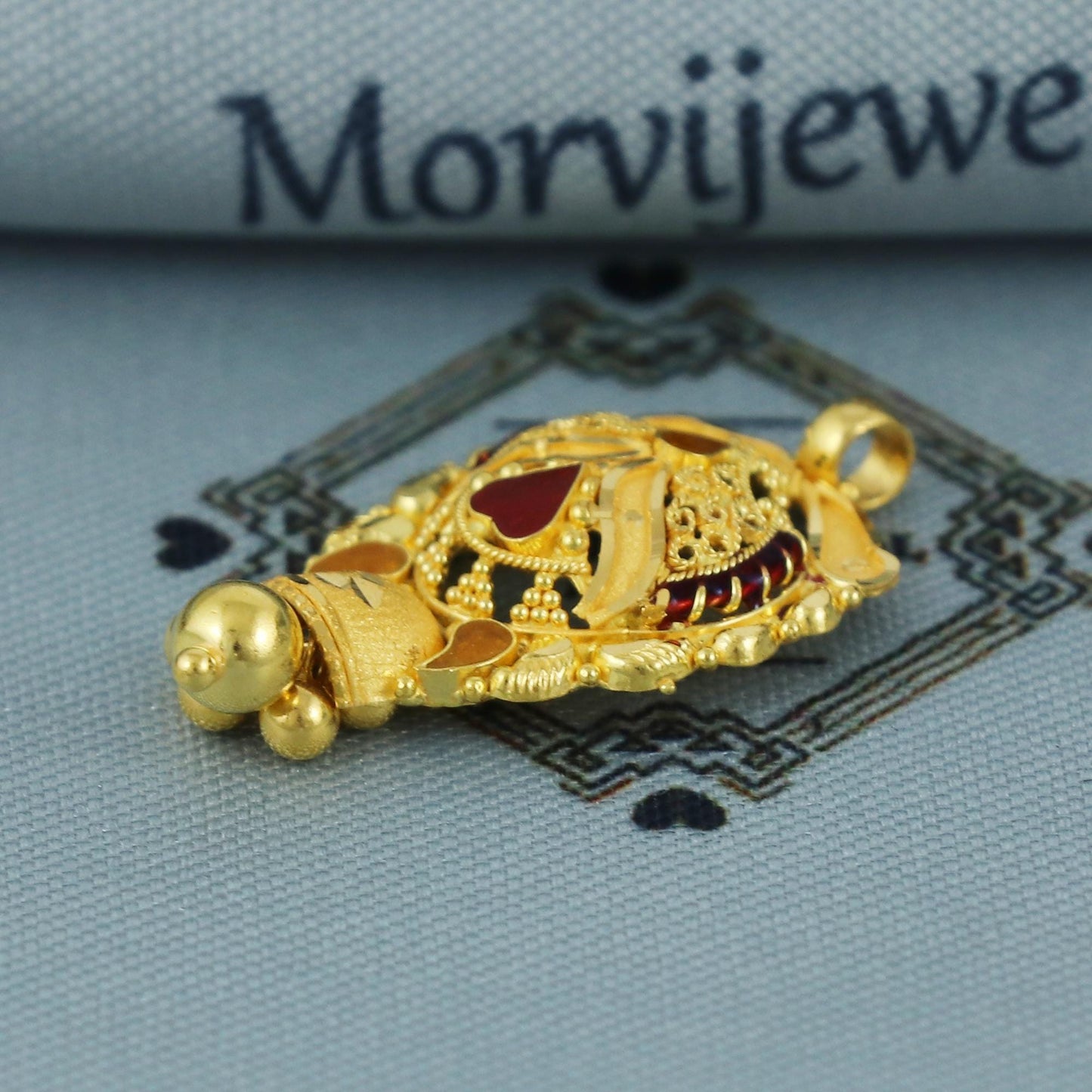 Handcrafted 22k Gold Pendant, Traditional Indian Jewelry, Gold Charm for Women, Ethnic Gold Necklace Pendant for Special Occasions K5386