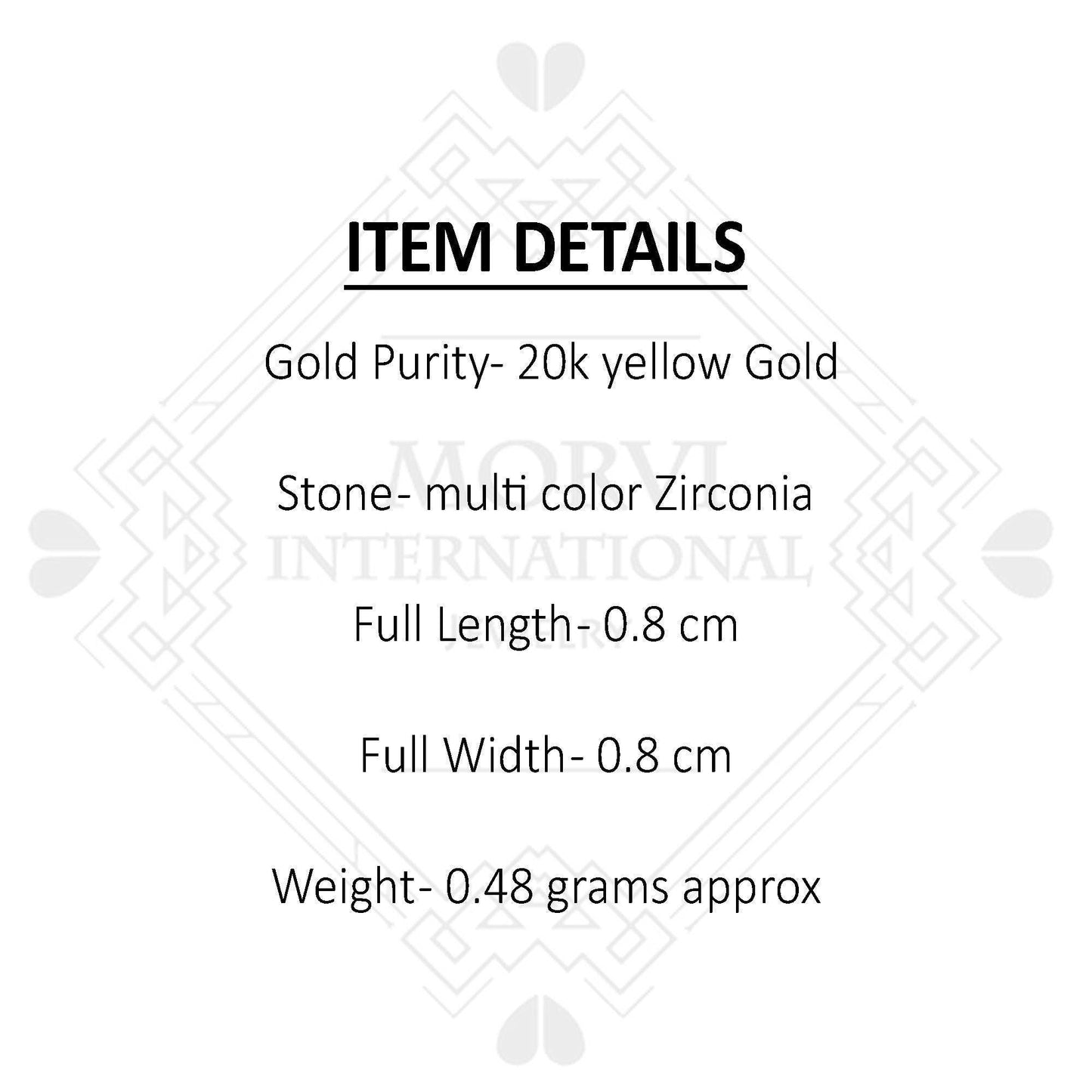 Very Small Solid 20k Gold Hoop Bali Earrings Handmade Yellow gold earrings , Valentine Day gift, multi color zircon indian gold earrings,