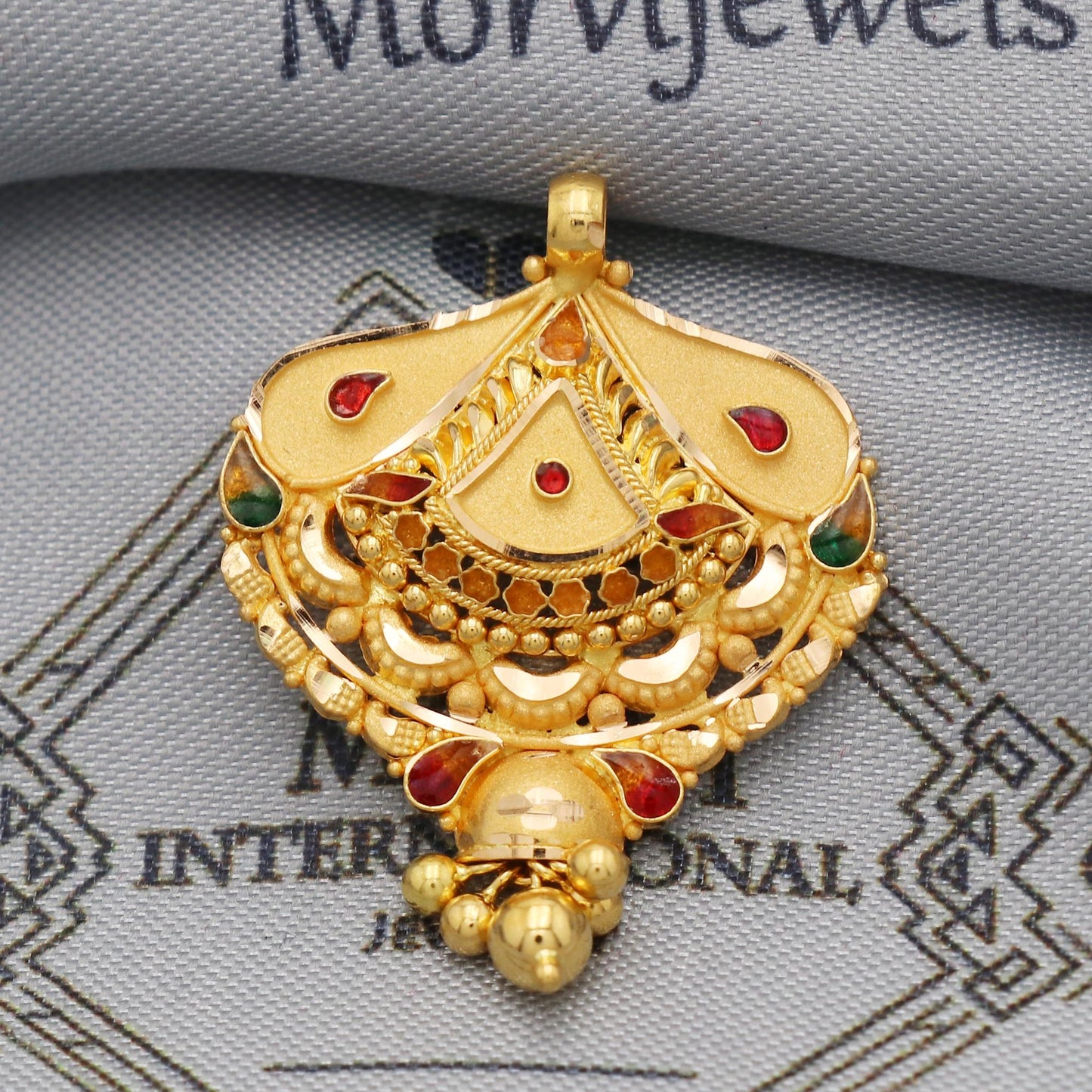 Indian Pendant Handmade 22k Yellow Gold Chain Necklace Jewelry, Pure gold necklace indian gold necklace, gift for wife, K5531